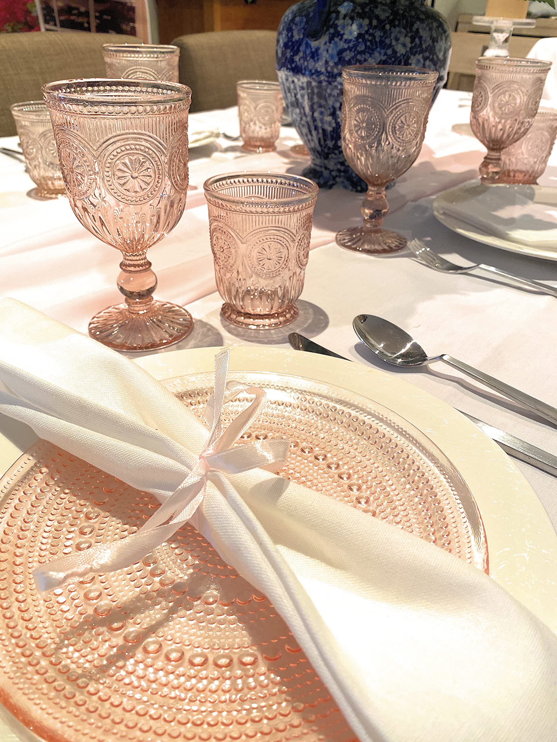 Pink Wine Glasses set of 6 pink goblets colored glassware pink