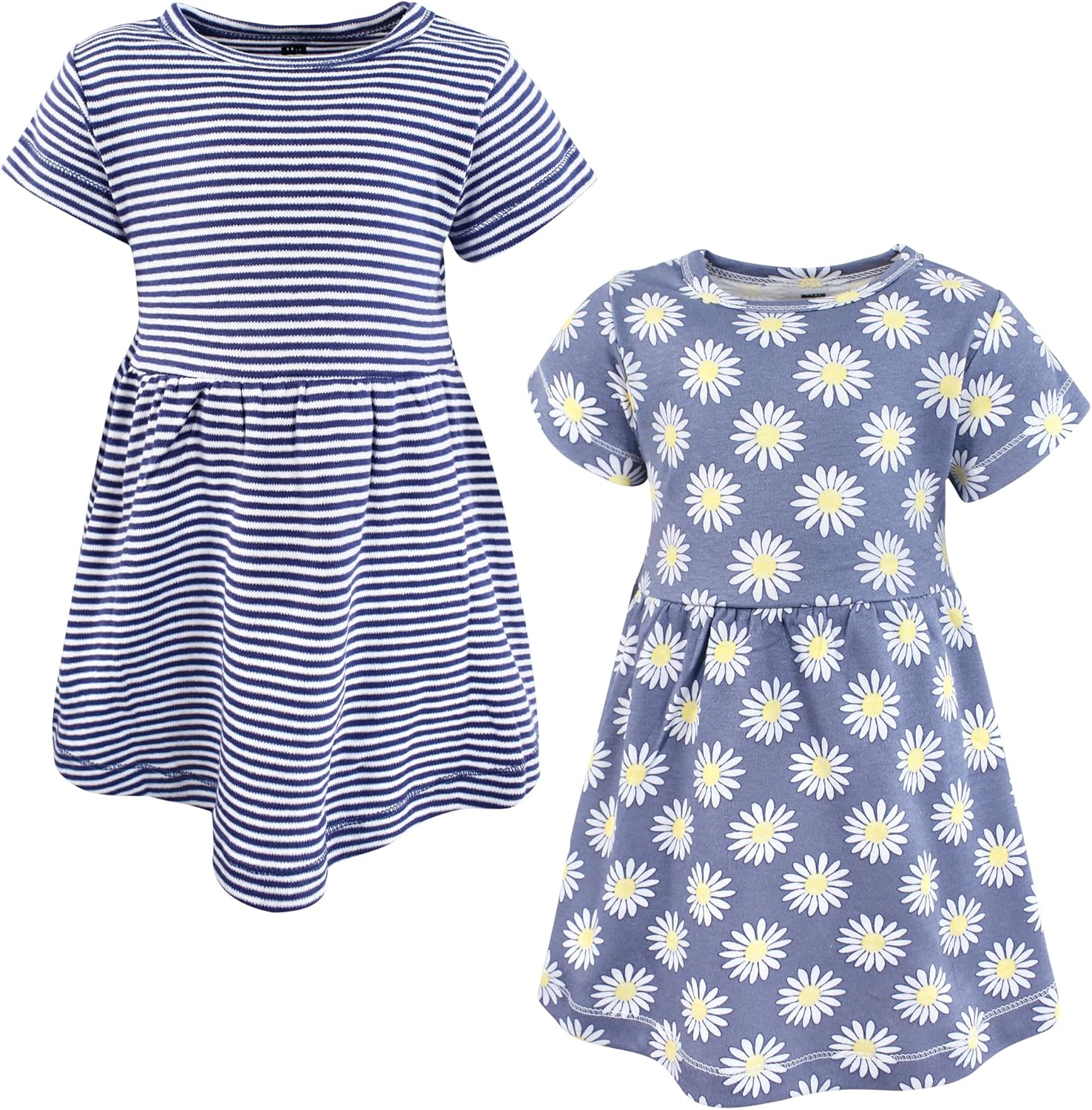 Hudson Baby Girls Cotton Dresses, Blue Daisy, 3T
