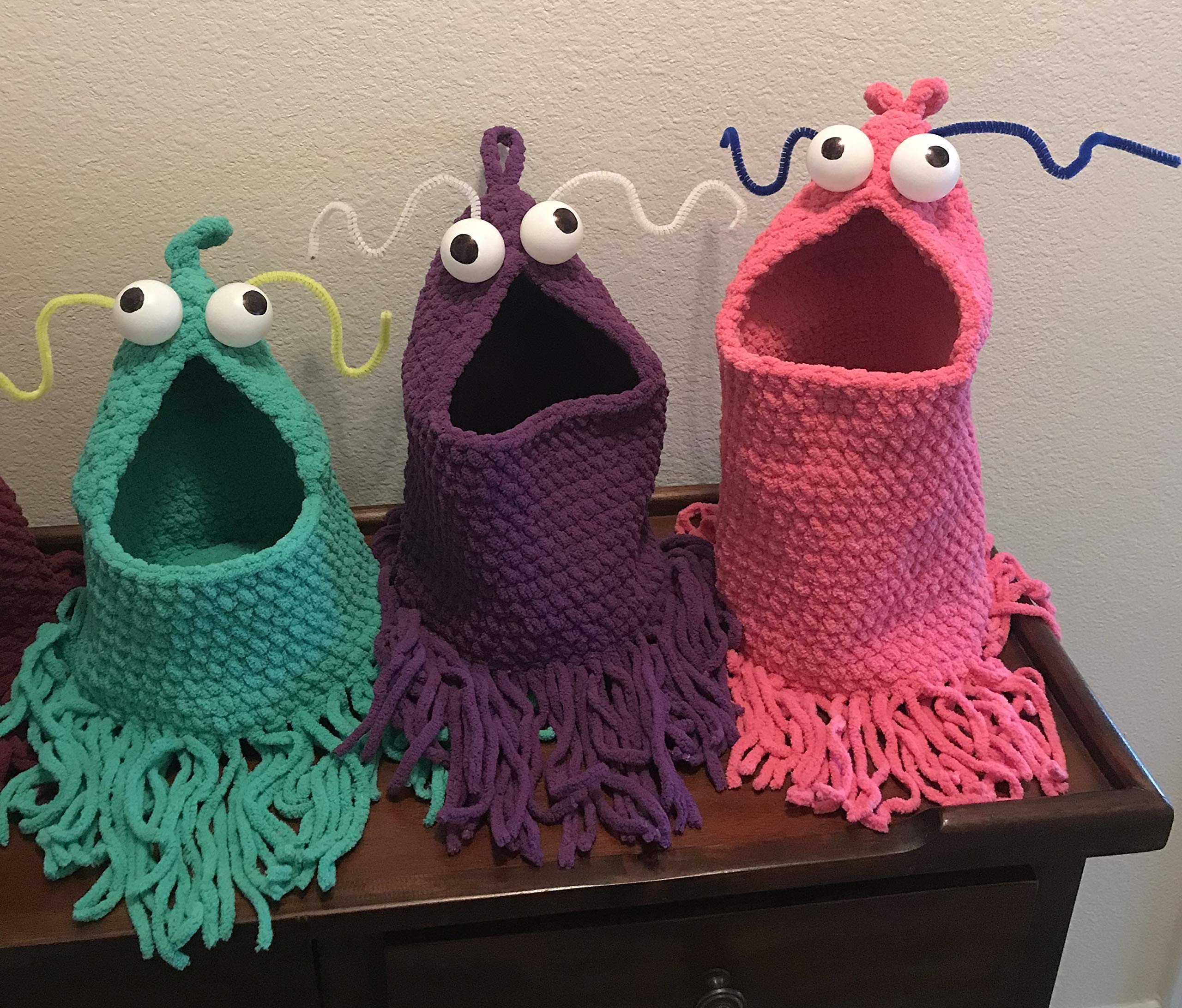 Yip Yip Aliens - monster - crochet hanging baskets handmade