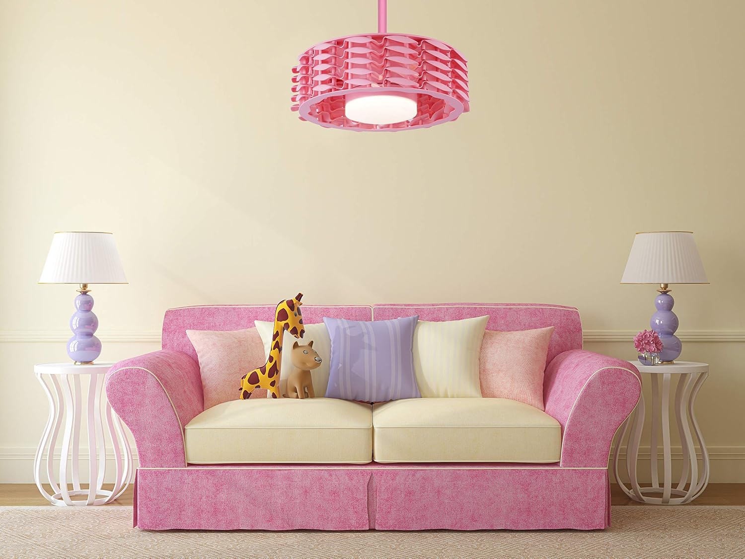🔥 Flash Sale Oceano Bladeless Girls Room Ceiling Fan, 6 Speeds with LED Light, 23 (Pink)