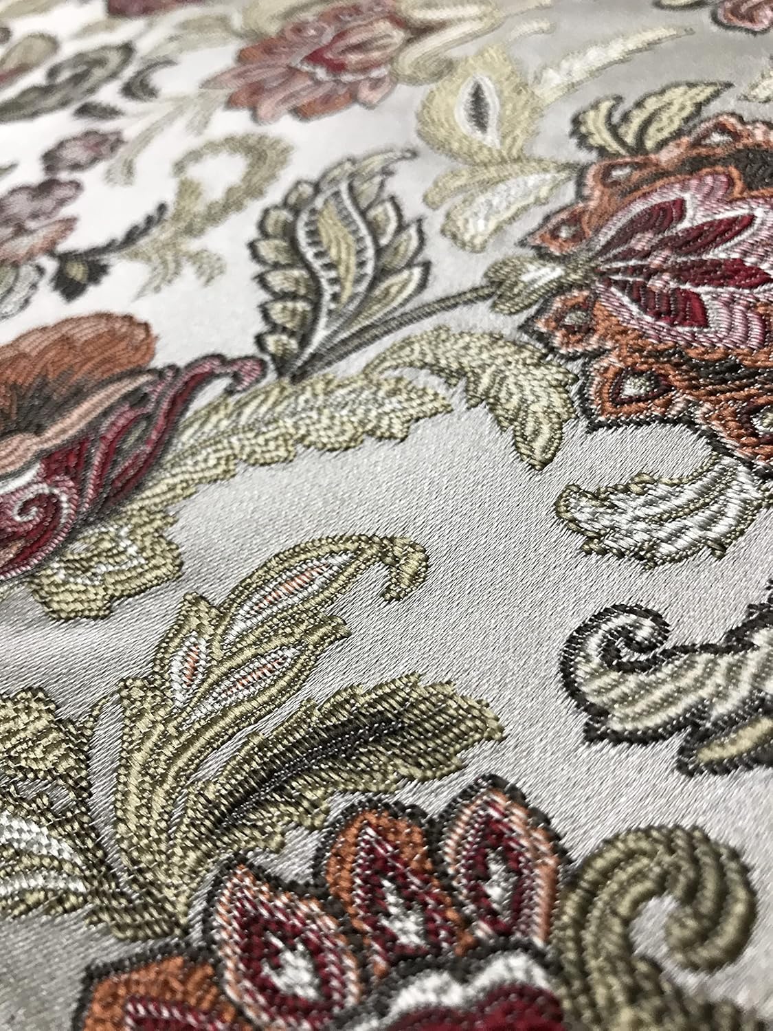 Luxurious Woven Jacquard Floral Design Furnishing Fabric for Upholstery, Window Treatments, Craft - Width 54 inches - Fabric by The Yard (Orangish Red)