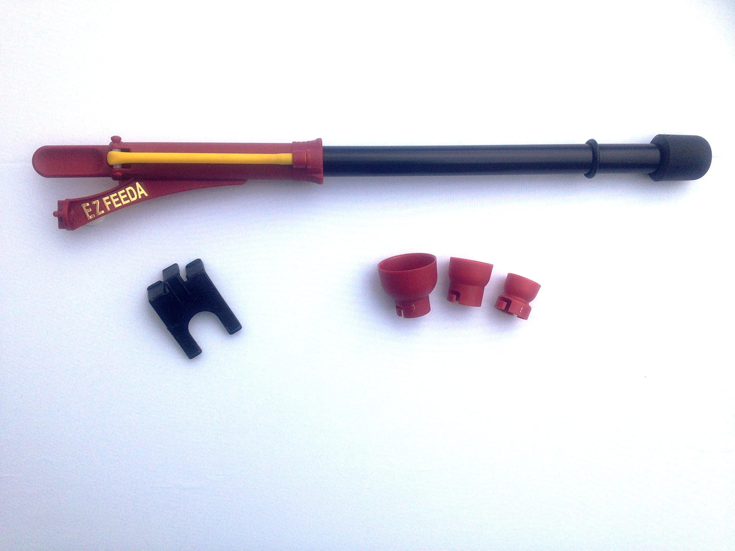 MULTICUP SINGLE HANDED BAIT FEEDER - Catapult/Fires bait accurately Distance Adjuster/Replaceable Elastics/3 bait firing cups/for maggots, pellet, groundbait, boilies