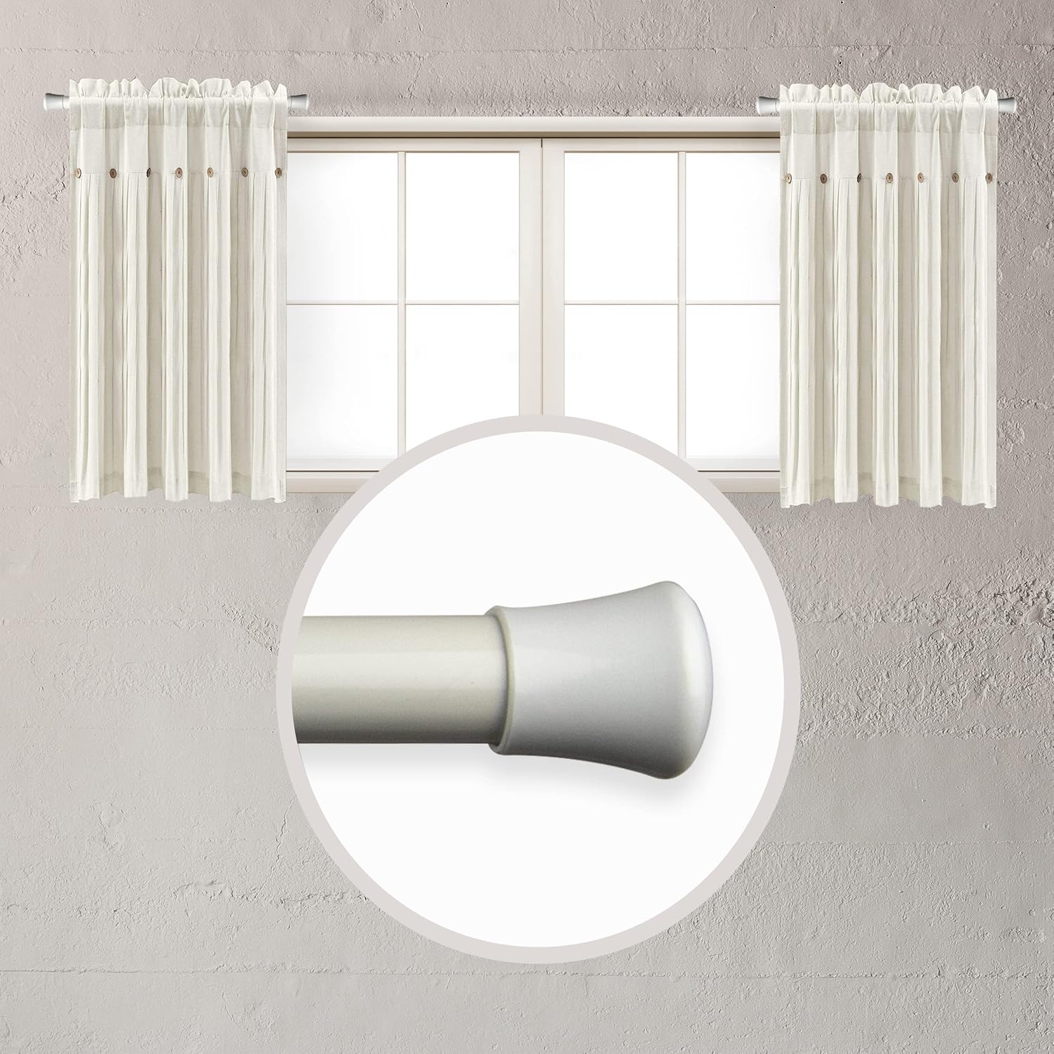 5/8" Side Curtain Rod 12-20 inch (Set of 2) - White