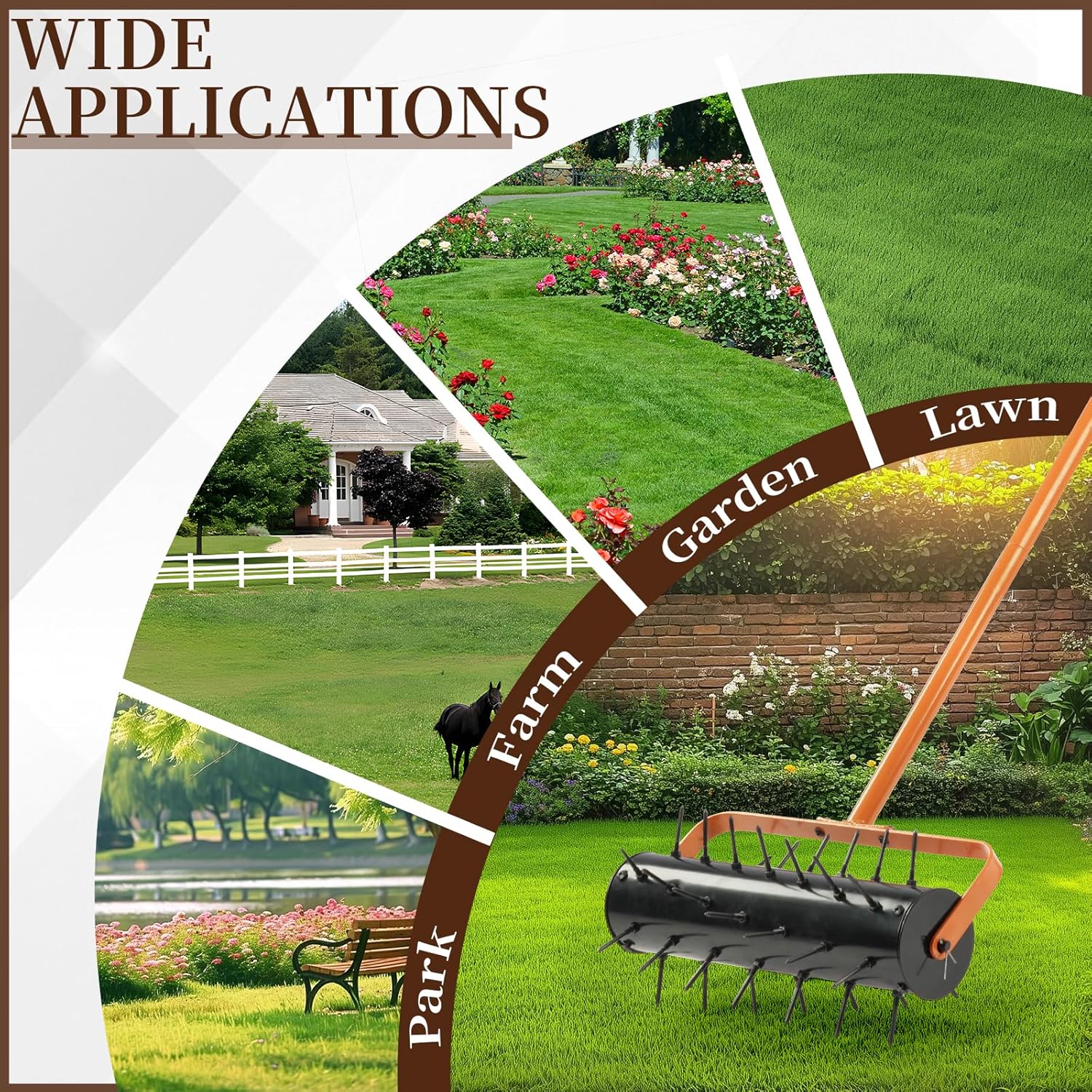 17-inch Lawn Aerator, Rolling Aerator Lawn Tool, Heavy Duty Lawn Aerator Tool, Grass Aerator & Garden Tools for Aeration & Soil Health, Orange & Black