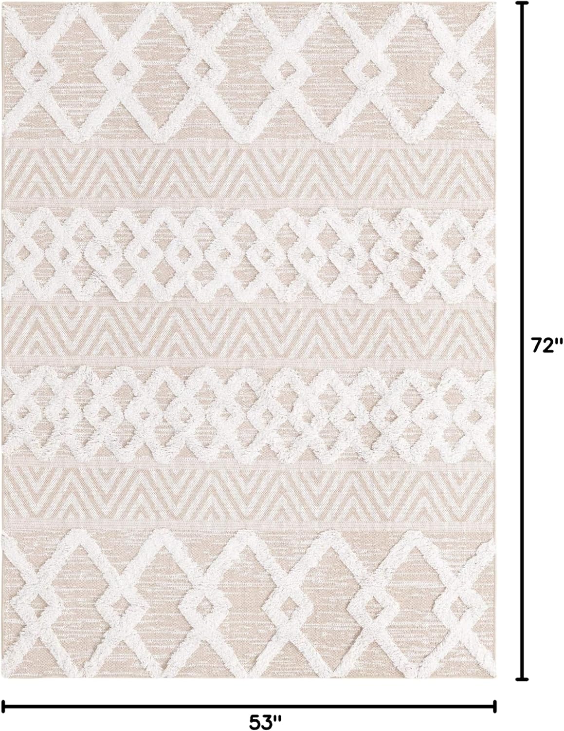Rugs.com Sabrina Soto Casa Collection Rug – 4' x 6' Beige High Rug Perfect for Entryways, Kitchens, Breakfast Nooks, Accent Pieces