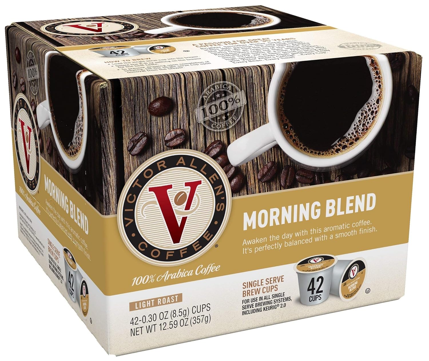 Victor Allen's Coffee Morning Blend and Decaf Morning Blend Coffee Pods for Keurig (80 Count)