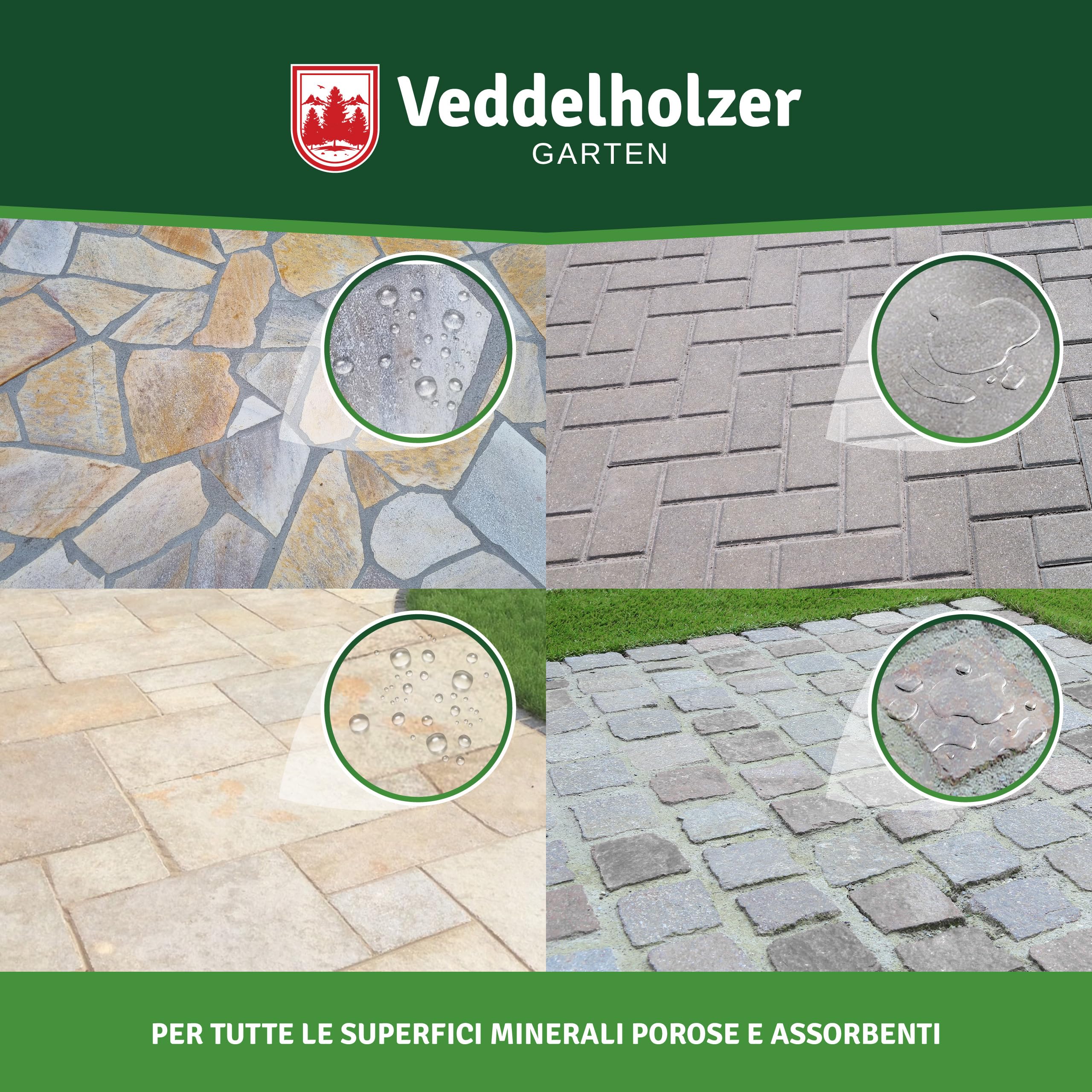 Veddelholzer Impregnante per Pietra, 5L, Universale, Resistente all'Acqua e allo Sporco, Trasparente