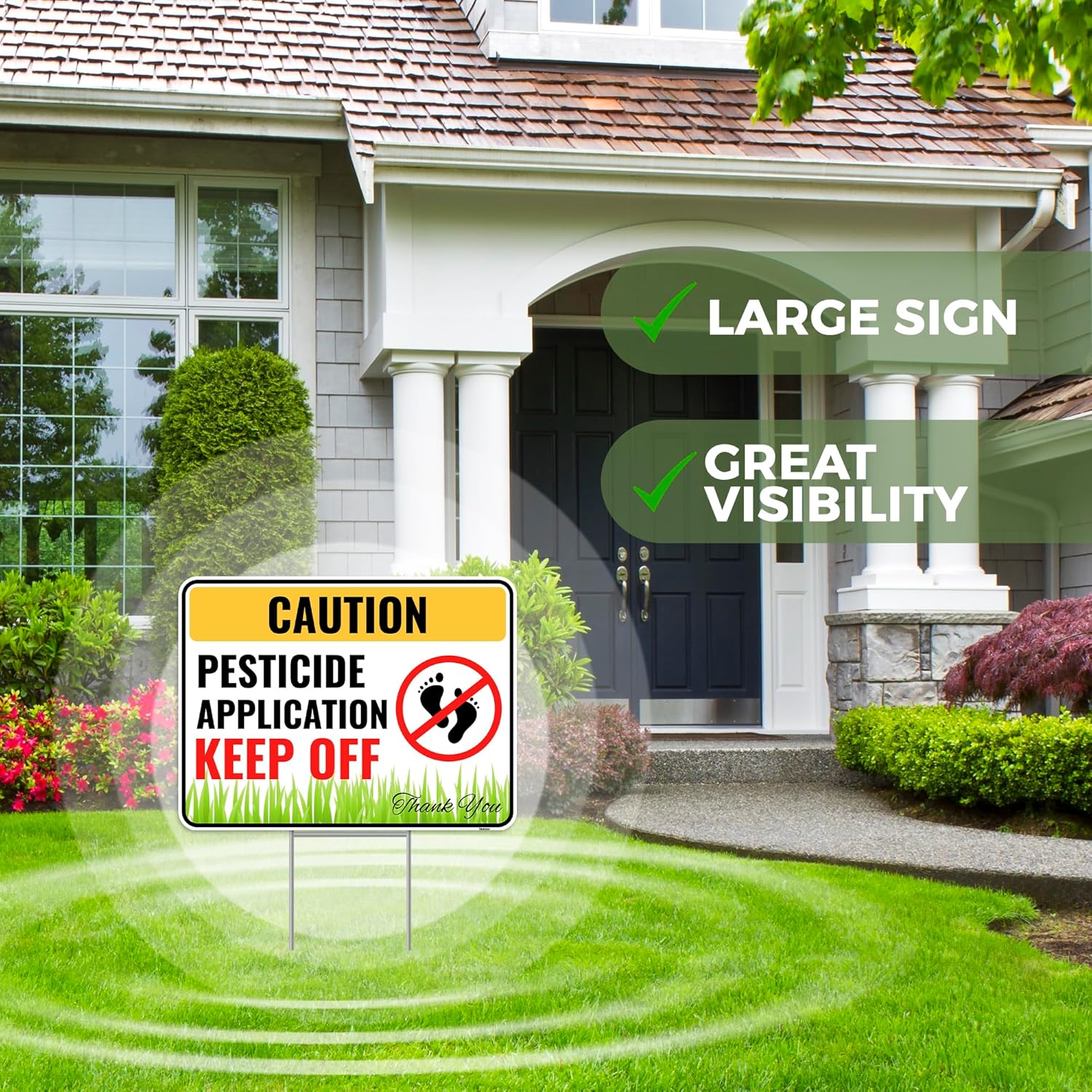 Venicor 2PC Pesticide Sign with Metal Stakes, 12"x9" - Corrugated Plastic - Pesticide Flags for Lawn - Pesticide Application Keep Off - Image 4