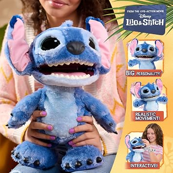Disney Stitch Ultimate Stitch Interactive 17 Plush Toy, 100+ Sounds | Sounds & Reactions, Inspired by Disneys Live-Action Lilo & Stitch Film, New Movie Toy for Fans, Girls, Boys, Kids 3+
