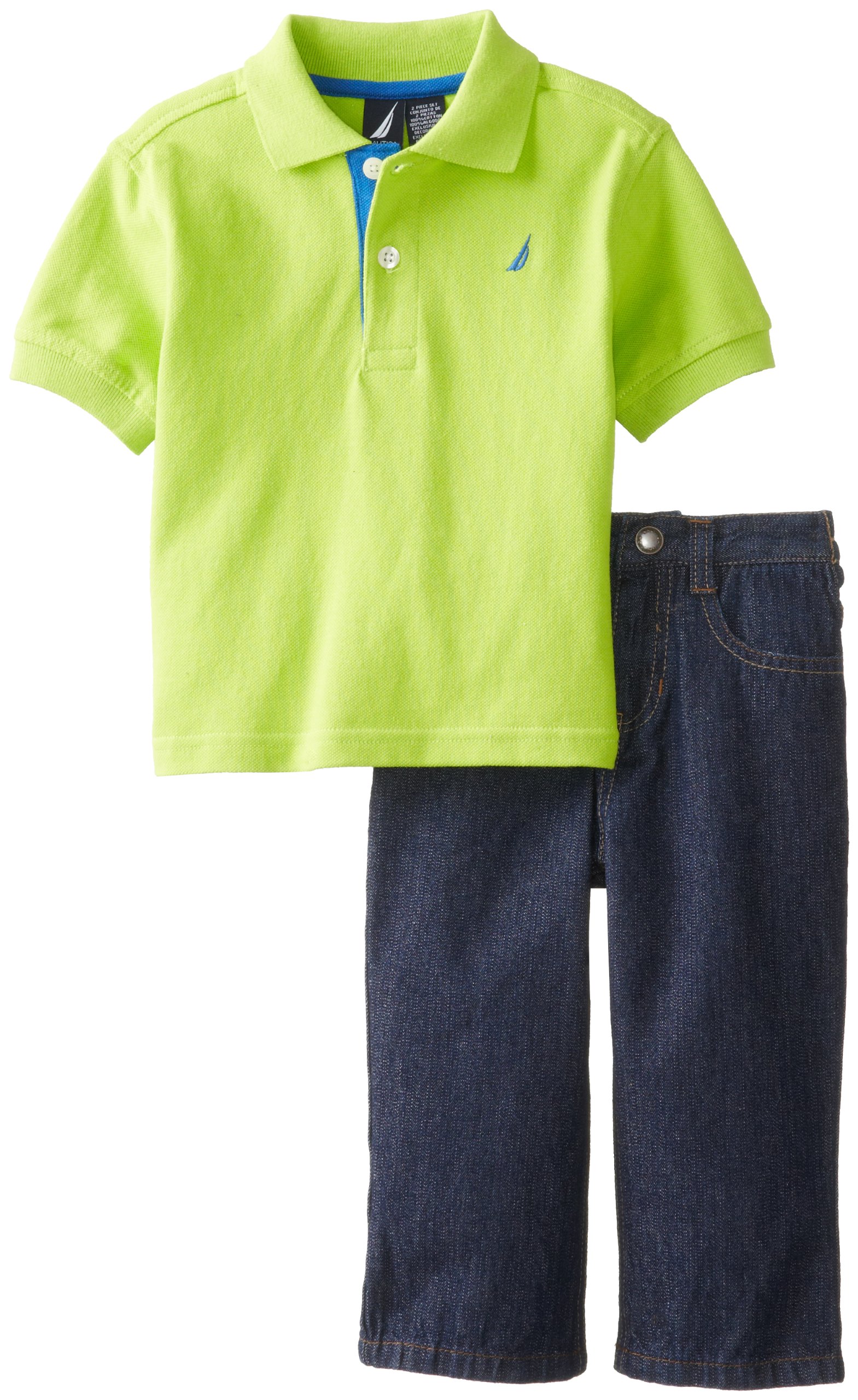 Nautica Sportswear Kids Boys' Short Sleeve Solid Polo with Denim Pant