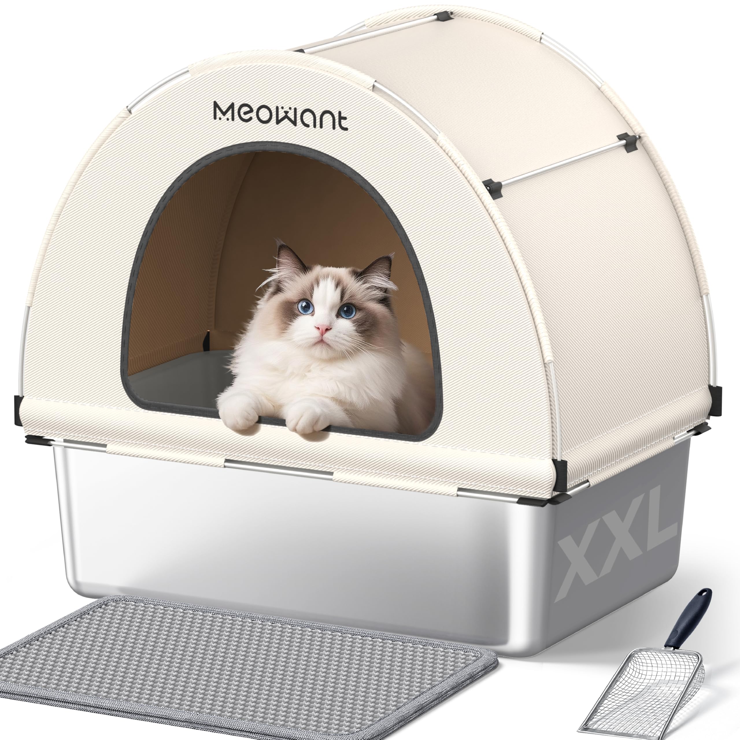 Litière pour chat en acier inoxydable Meowant LB04 anti odeur facile à laver