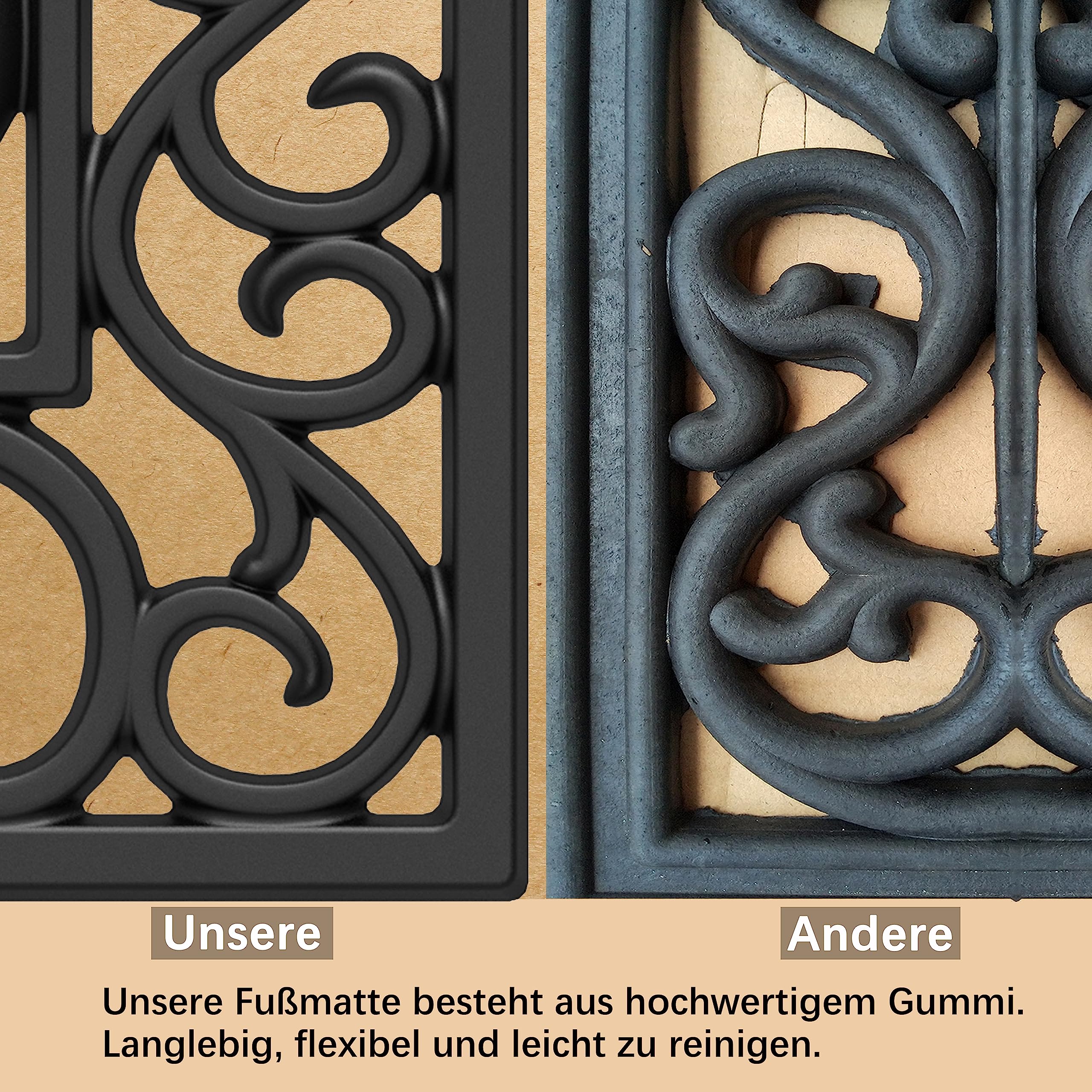 Fußmatte Outdoor Schmutzfangmatte Fußabstreifer Fußabtreter aus Gummi für Außen, langlebige und robuste Gummimatte mit Anti-Rutsch-Funktion (Schwarze Libelle, 75 * 50 cm)