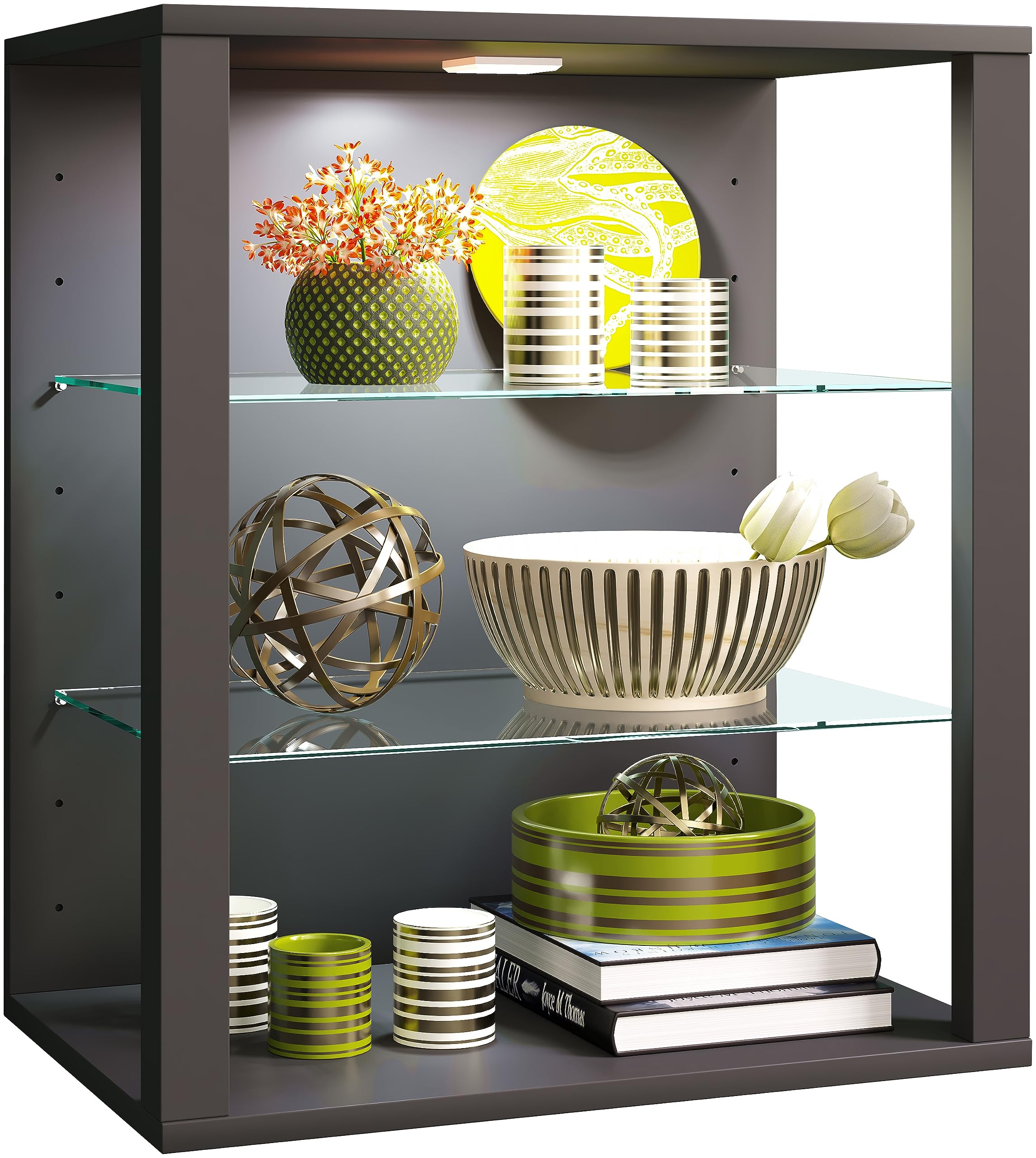 VCM Vitrina Mural de Cristal de Madera Vitrina Colgante Vitrina de Cristal Vitrina expositora Vitrina de pie Glasol S Antracita