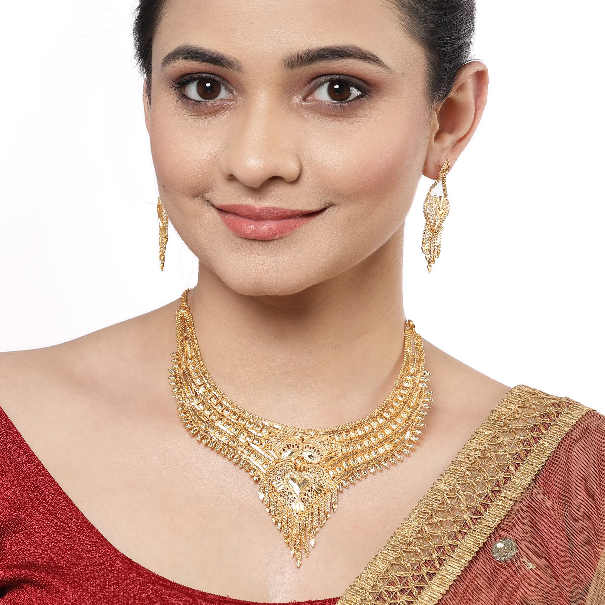 Traditional High Plated Choker Necklace Set
