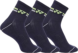YONEX Quarter Length Performance Sports Socks (Badminton, Running, Gym &amp; Indoor Training), Pack of 3