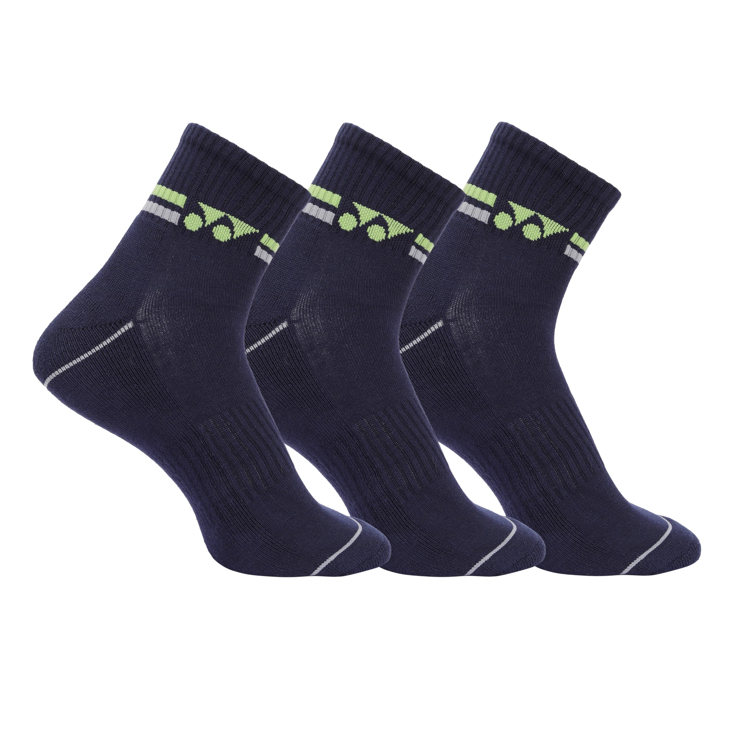 Quarter Length Performance Sports Socks (Badminton, Running, Gym & Indoor Training), Pack of 3