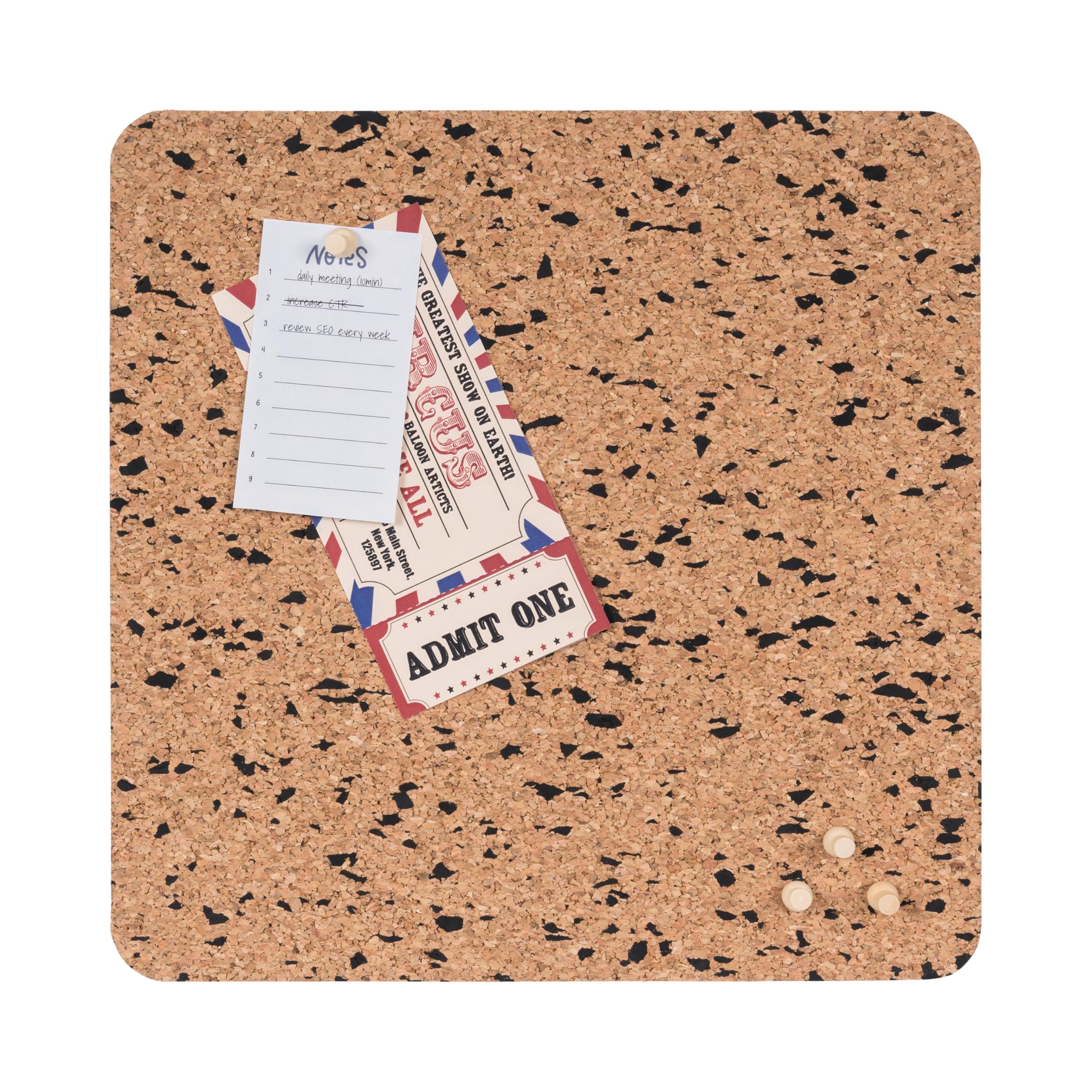 Bi-Office Eco Frameless Cork Board, 30x30cm, Double-Sided Cork and Cork with Black EVA, Square, Frameless