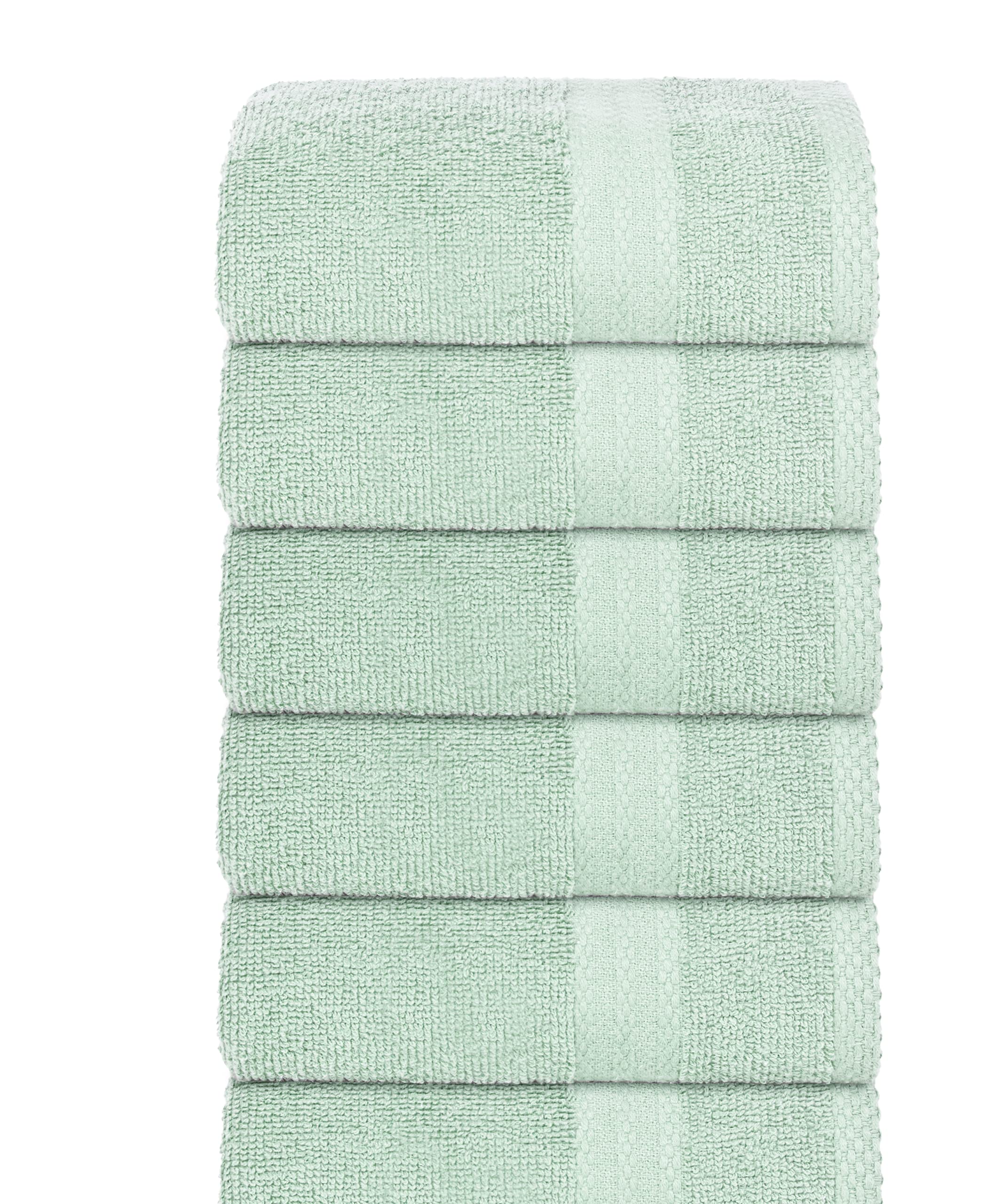GLAMBURG Ultra Soft 6-Piece Hand Towel Set 16x28 - 100% Ringspun Cotton - Durable & Highly Absorbent Hand Towels - Ideal for use in Bathroom, Kitchen, Gym, Spa & General Cleaning - Sea Green
