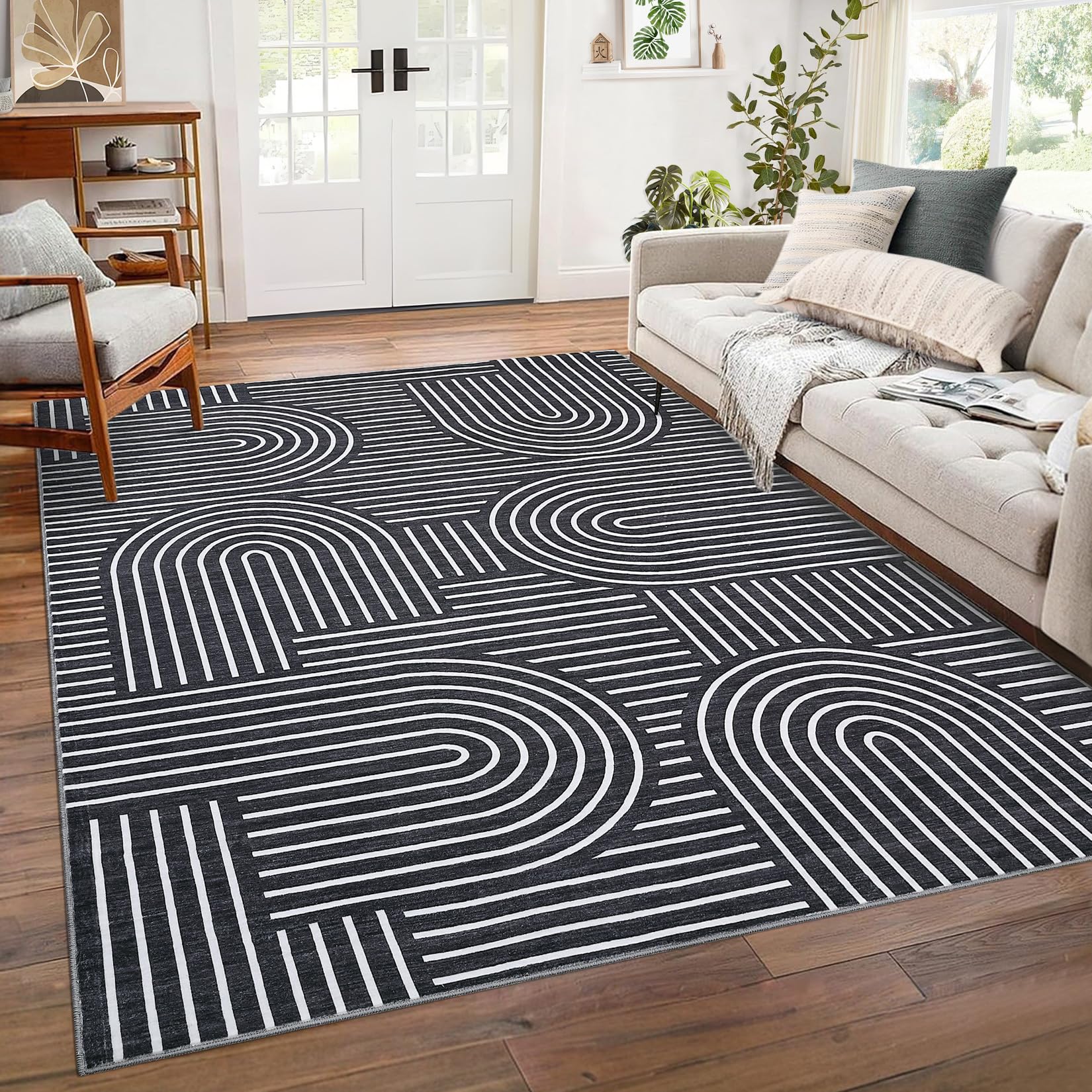 ROYHOME Abstract Washable Rug