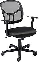 Amazon Basics Mesh Mid-Back Office Chair - Adjustable Height, 360° Swivel, Lumbar Support, Armrests, Black