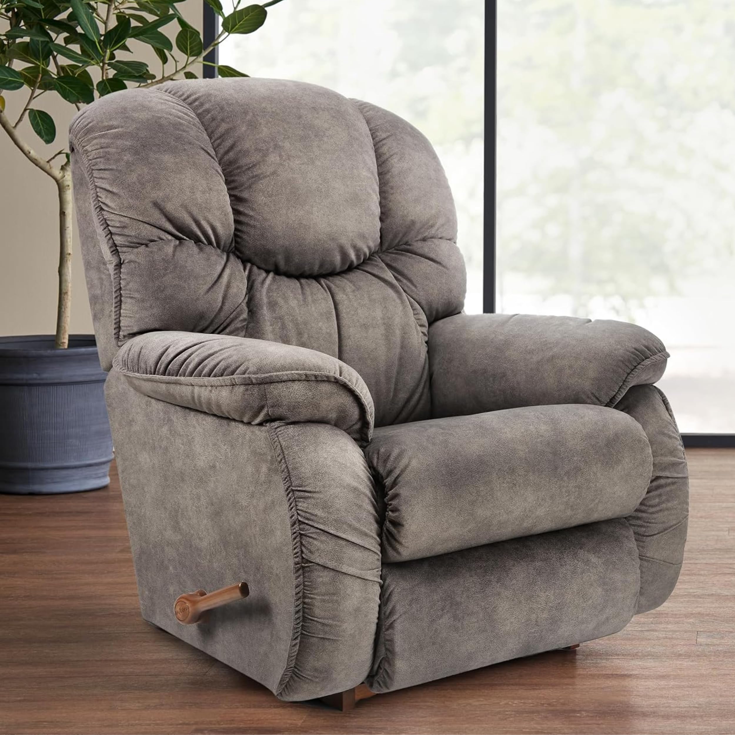 LA Z BOY American Imported Dreamtime Single Seater Manual Soft Leather Reclina Rocking Recliner Sofa | Relaxing Chair for Home Office Living Bed Room | I Outlier Charcoal