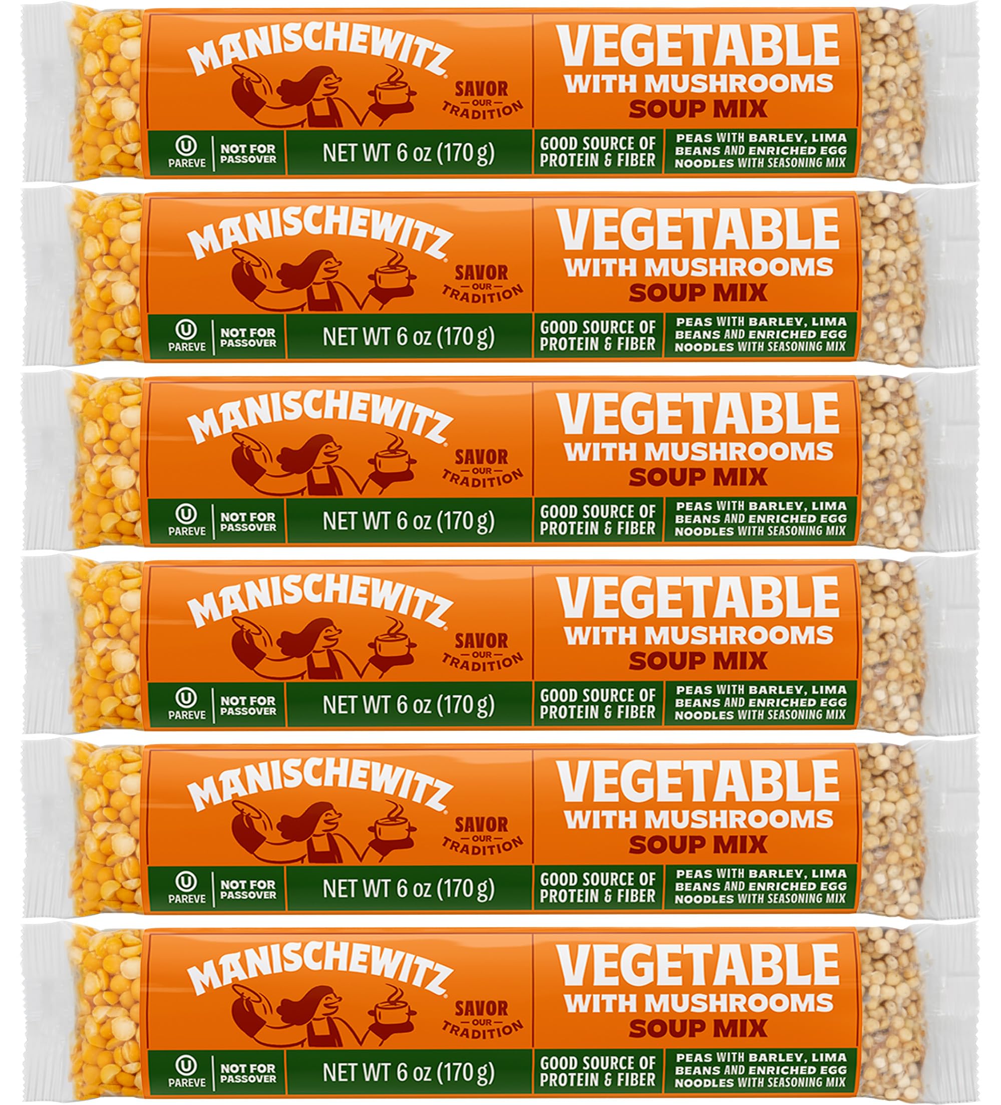 Manischewitz Cello Vegetable Mushroom Soup Mix (6 Pack) Reduced Sodium