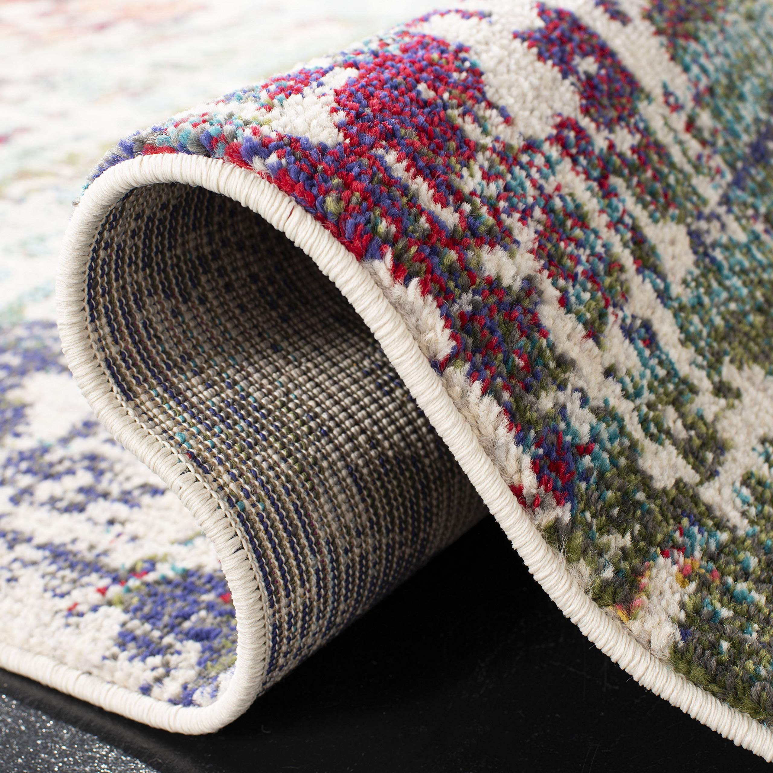 SAFAVIEH Tapis Contemporain pour Salon, Salle à Manger, Chambre à Coucher - Madison Collection, Tapis à Poil Court, Bleu et Vert, 122 X 183 cm