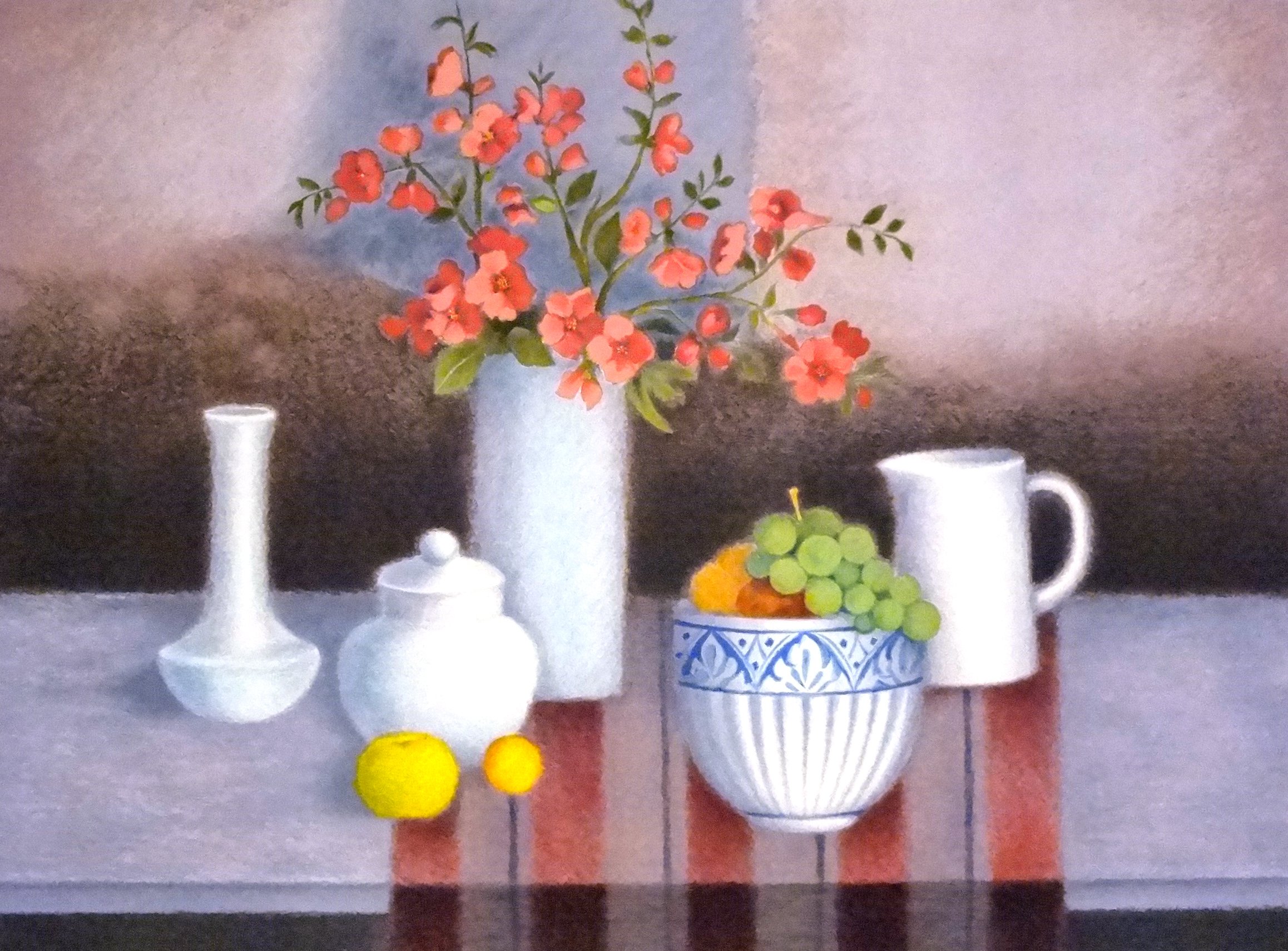 アンジェリーナ ラベルニア リトグラフ オレンジの背景の薔薇