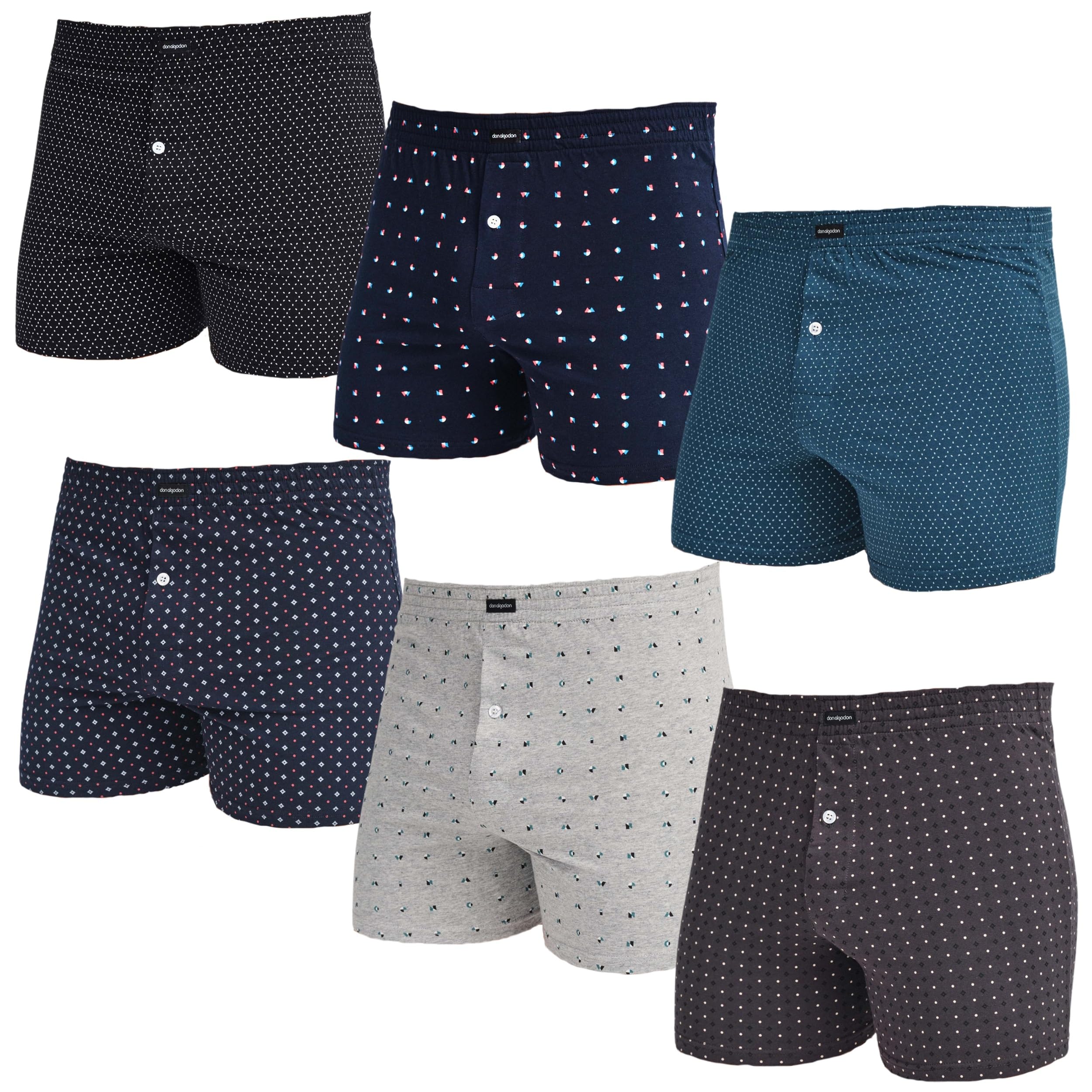DON ALGODON Pack de 6 Boxers Apertura con Botón para Hombres 100% Algodón, Transpirables