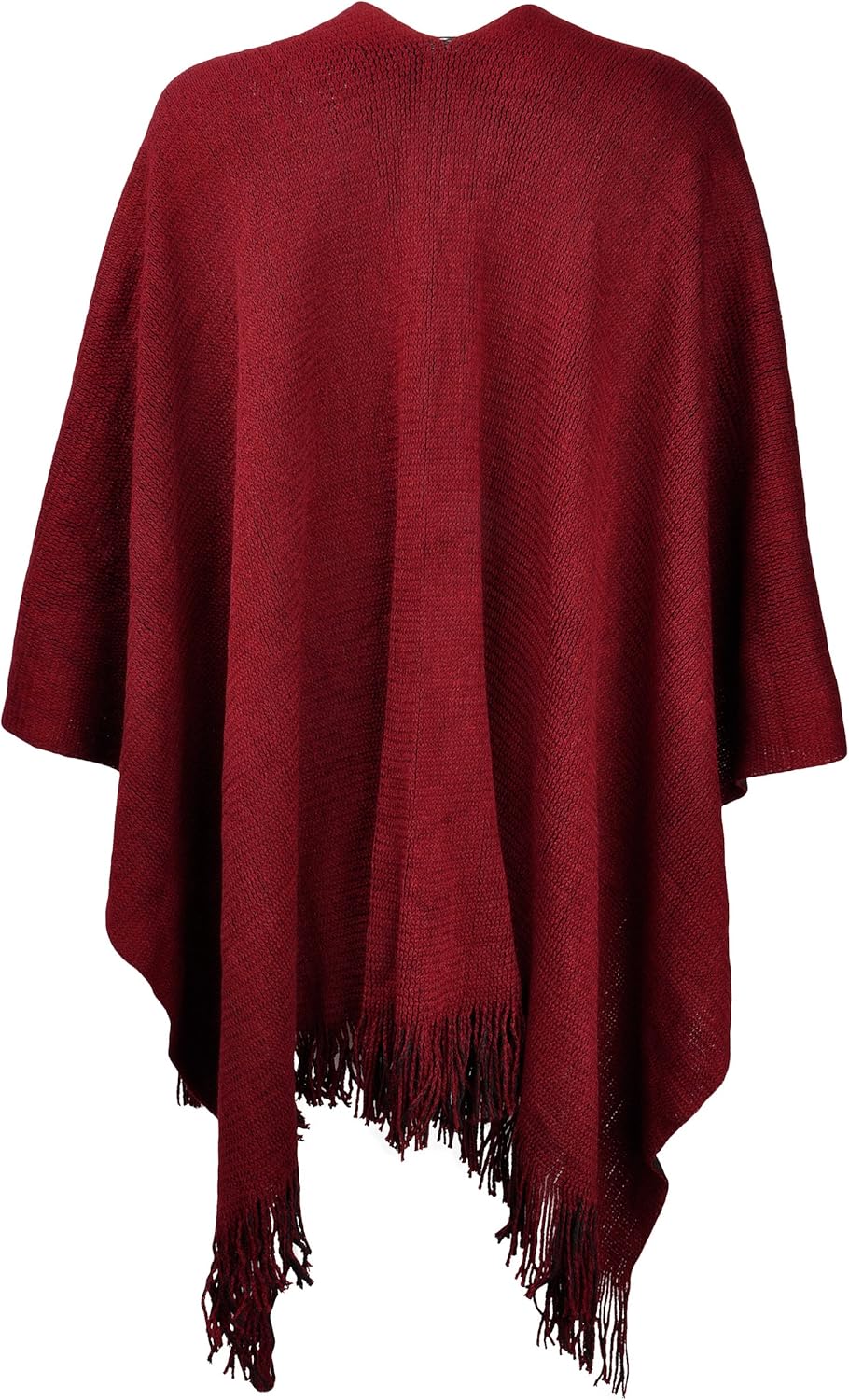 ZLYC Women's Reversible Winter Knitted Cardigan Faux Fringe Capes Shawl Blanket Wrap Sweater - Image 4