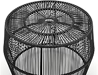 Vista 14 de Furniture of America Ysar - Mesa de centro redonda de ratán bohemio para exteriores con marco de metal, resistente a todo tipo de clima y al óxido