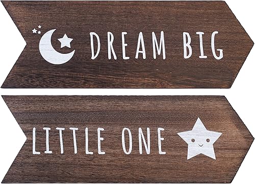 Letrero Dream Big Little One 2 piezas de decoración de pared para cuarto de bebé, decoración de habitación de bebé, decoración de habitación de