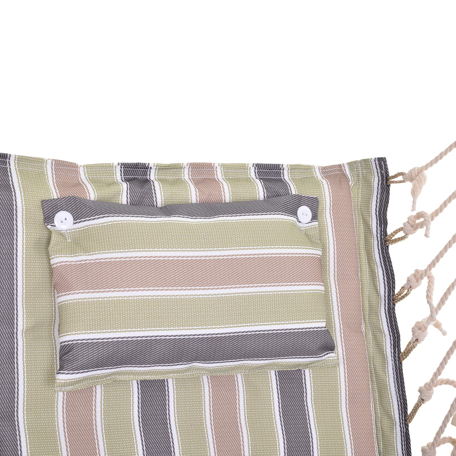 Outsunny Sedia sospesa a righe amaca con cuscino poggiatesta per interno esterno 100 x 106 cm Carico massimo 105 kg