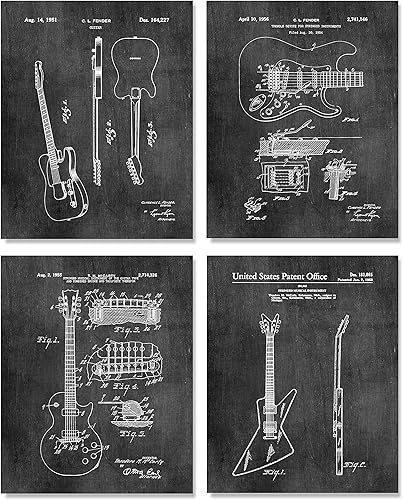 Miniatura 9 de Decoración de pared de guitarras famosas, juego de 8 patentes geniales únicas (8 x 10) sin marco, regalos para músicos para guitarristas, hombres y