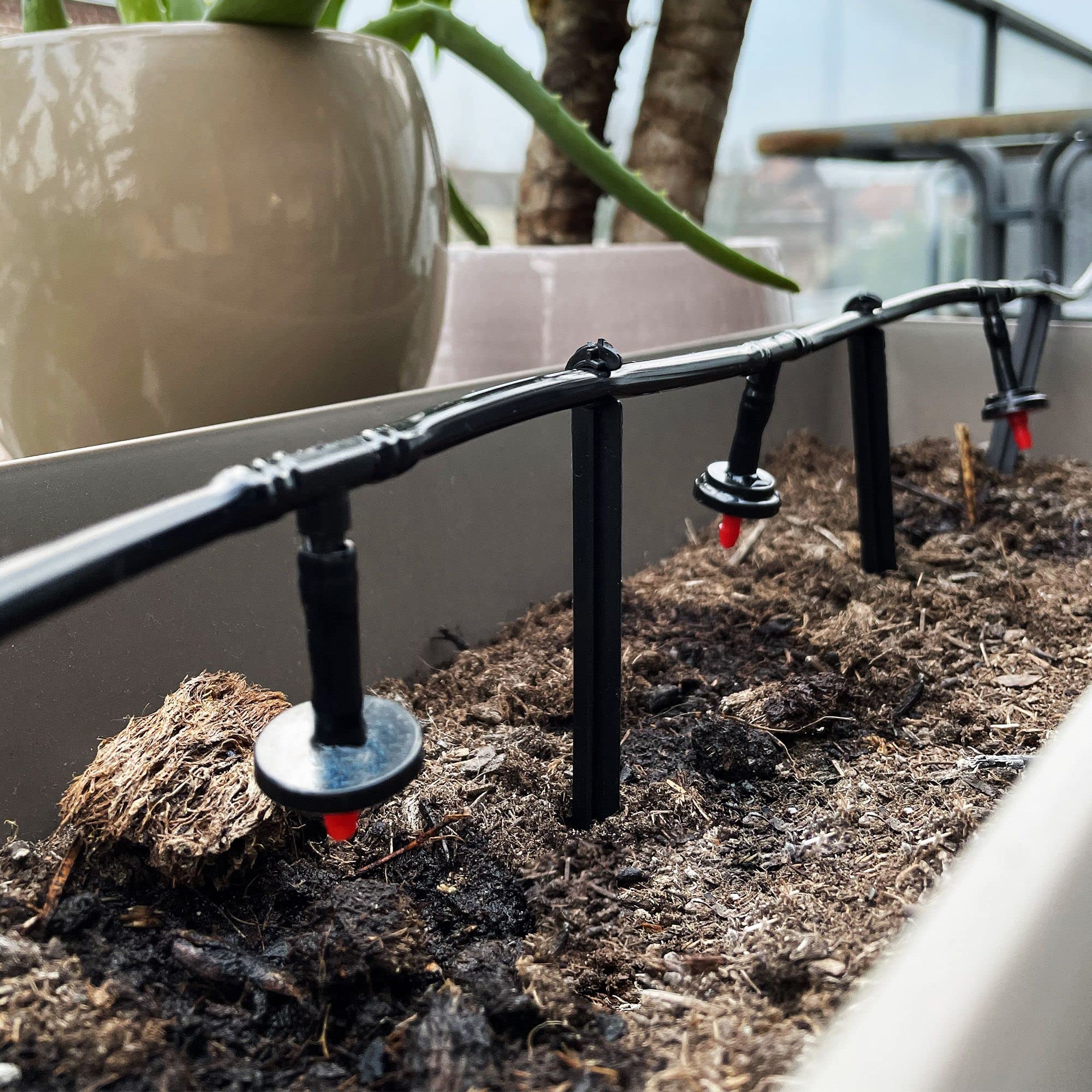 Bewässerungssystem für den Garten – Bewässerungsset Tropfen 23 m – Tropfsystem für Gewächshaus, Töpfe, Gemüsegarten
