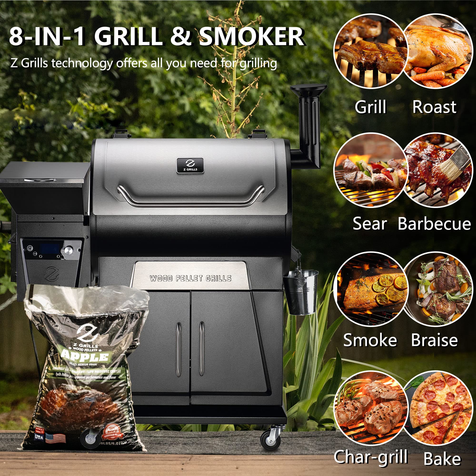 Z GRILLS Wood Pellet Grill Smoker with 2022 PID Controller, 700 Cooking