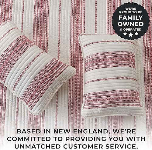 Miniatura 4 de Great Bay Home Juego de ropa de cama reversible King para todas las estaciones, colchas modernas y ligeras - Colchas a rayas rojas (incluye 1