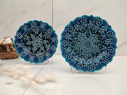 Miniatura 4 de Juego de platos decorativos turcos de 2-7.08 pulgadas (7.1 in) hecho a mano para decoración de pared colgante del hogar