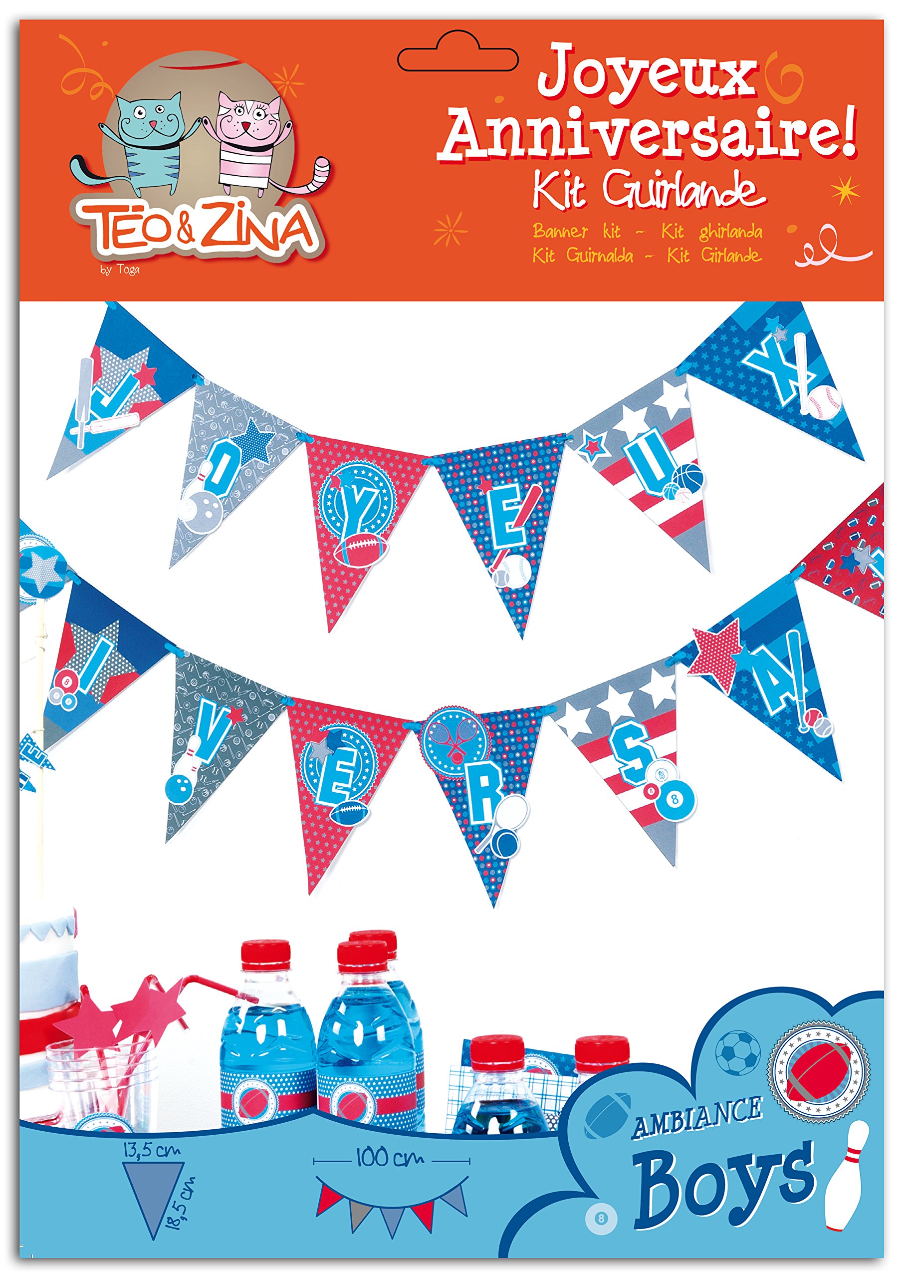 DRAEGER PARIS 1886 Toga PAK06C Boys Paper Garland Kit 21 x 30.5 x 0.5 cm Blue/Red