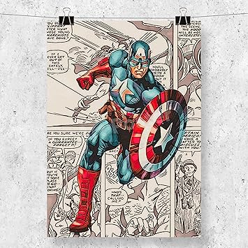 Amazon Co Jp キャプテンアメリカ ポスター アートポスター インテリア マーベルコミック アメコミ グラフィックアート A3サイズ ホーム キッチン