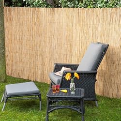Paneles De Bambú Para Exterior Abaseen Valla de caña dividida natural tejida a mano para jardín, persiana enrollable natural de bambú para jardín, patio, galería, balcón, vallas decorativas (2 x 5 m)