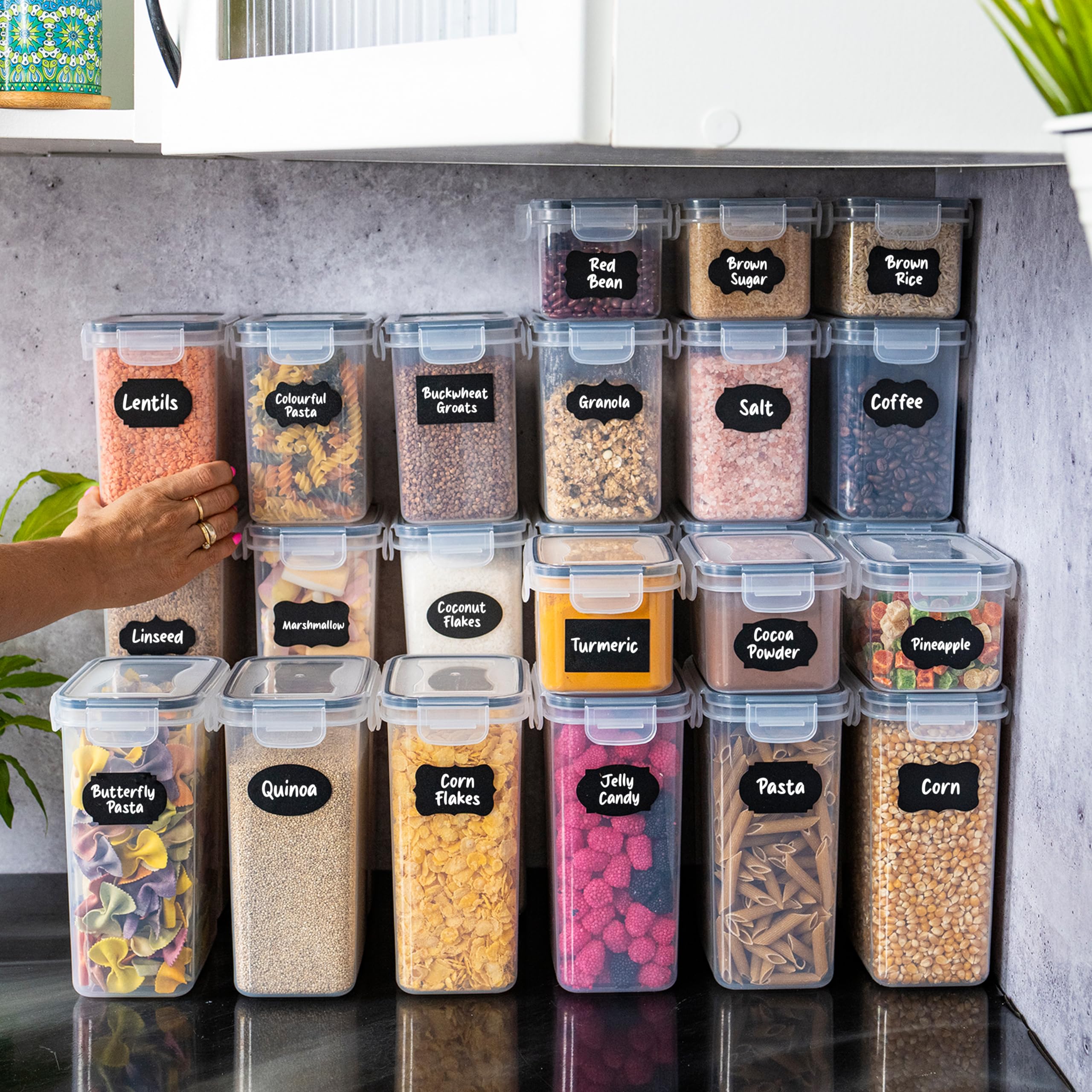 24-teiliges Set Luftdichter Vorratsdosen | BPA-frei, Stapelbar, Mit Kreidemarker Und Messbecher