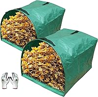 Gardzen 2-Pack 53 Gallon Dustpan Yard Waste Bags - Reusable Heavy Duty Collapsible Leaf Collectors for Lawn Debris
