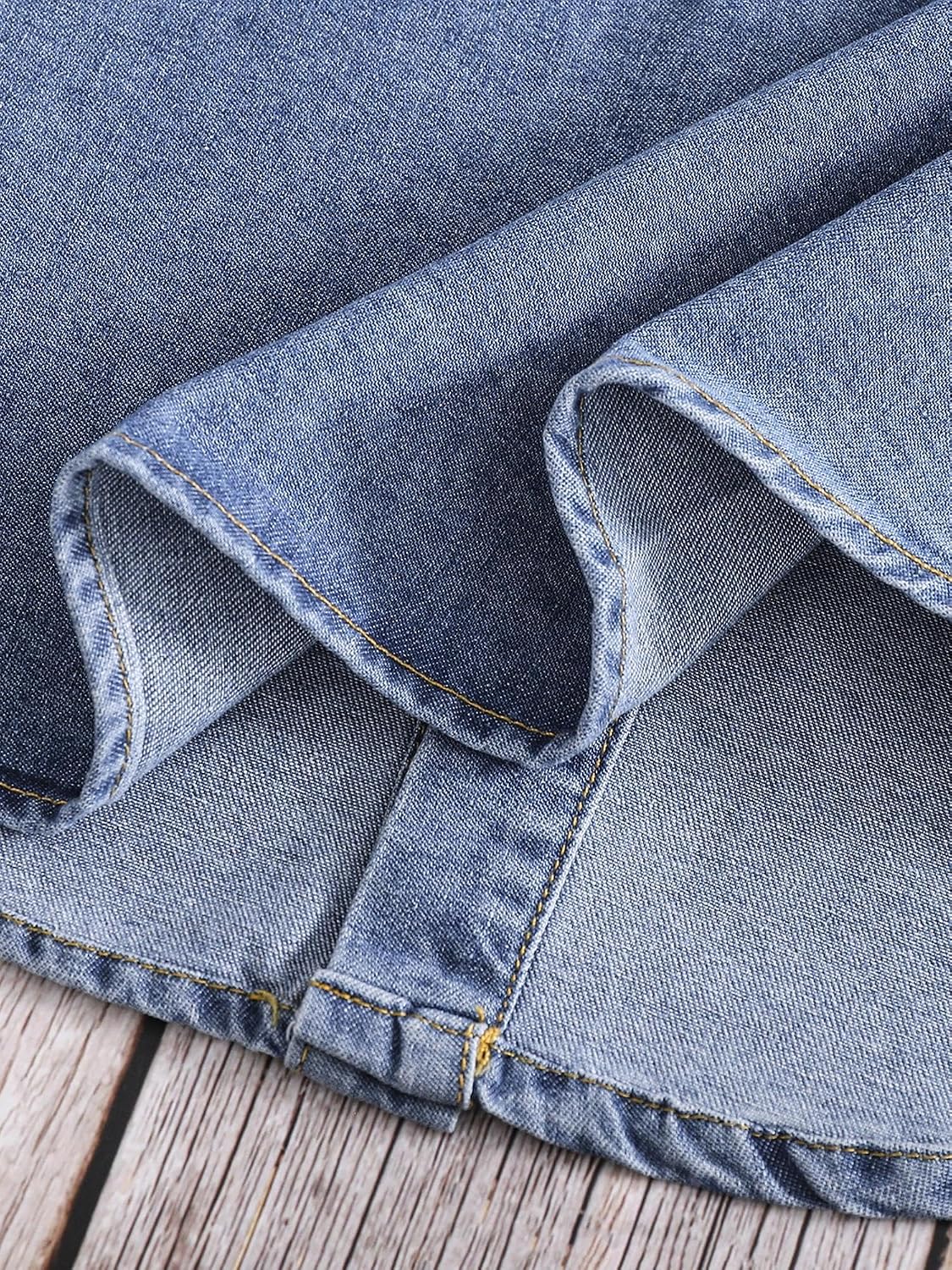 Boys Denim Shirt Jacket Long Sleeve Button Down Jeans Coat with Pockets