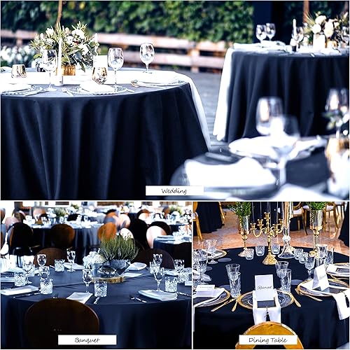 Miniatura 7 de joybest Paquete de 4 manteles redondos de poliéster de 60 pulgadas para mesas de 20 a 38 pulgadas, resistentes a las manchas y a las arrugas, mantel