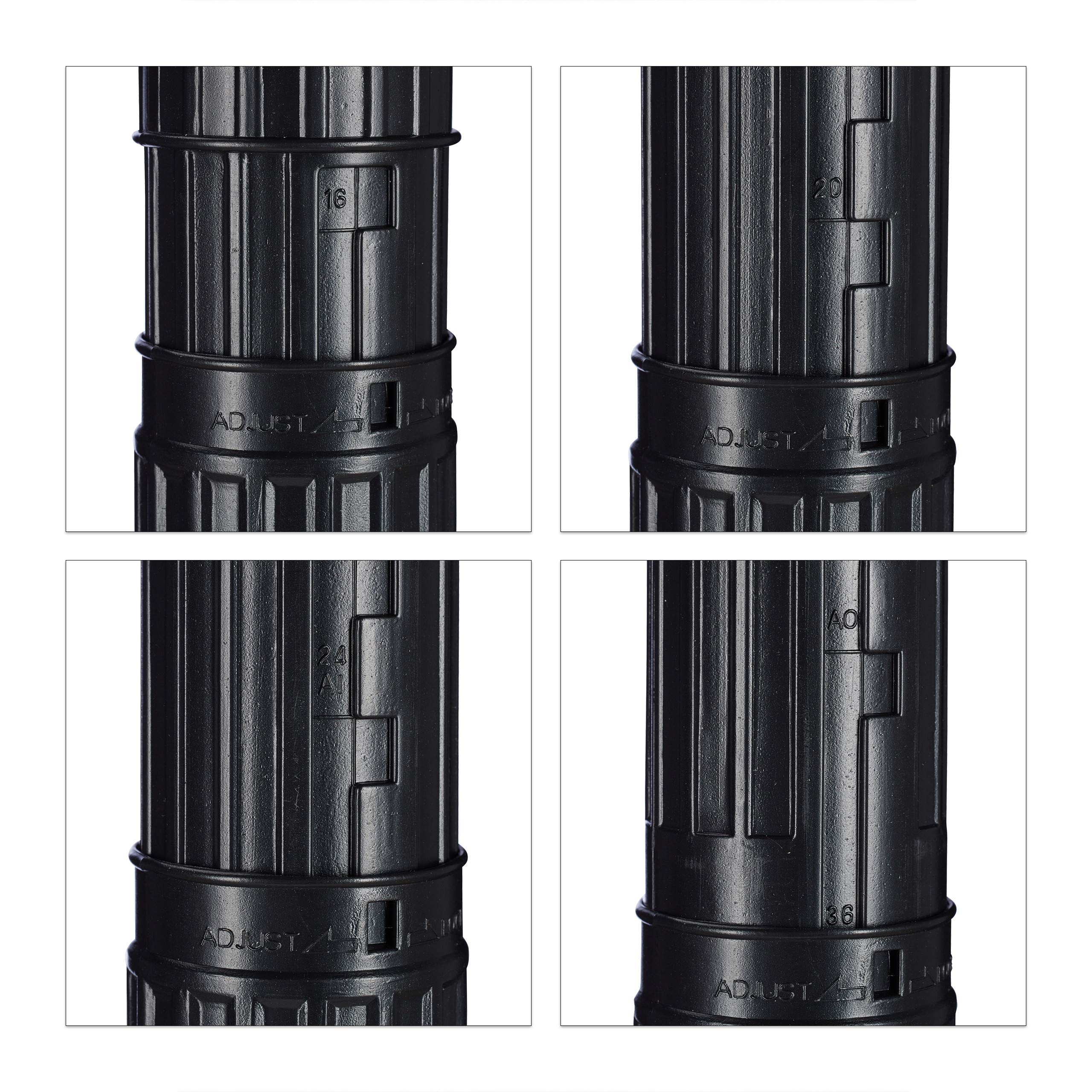 Relaxdays Tubo Portadisegni, formato max. A0, Cintura Regolabile, Tappo a Vite, 64-107 cm, Plastica, Nero