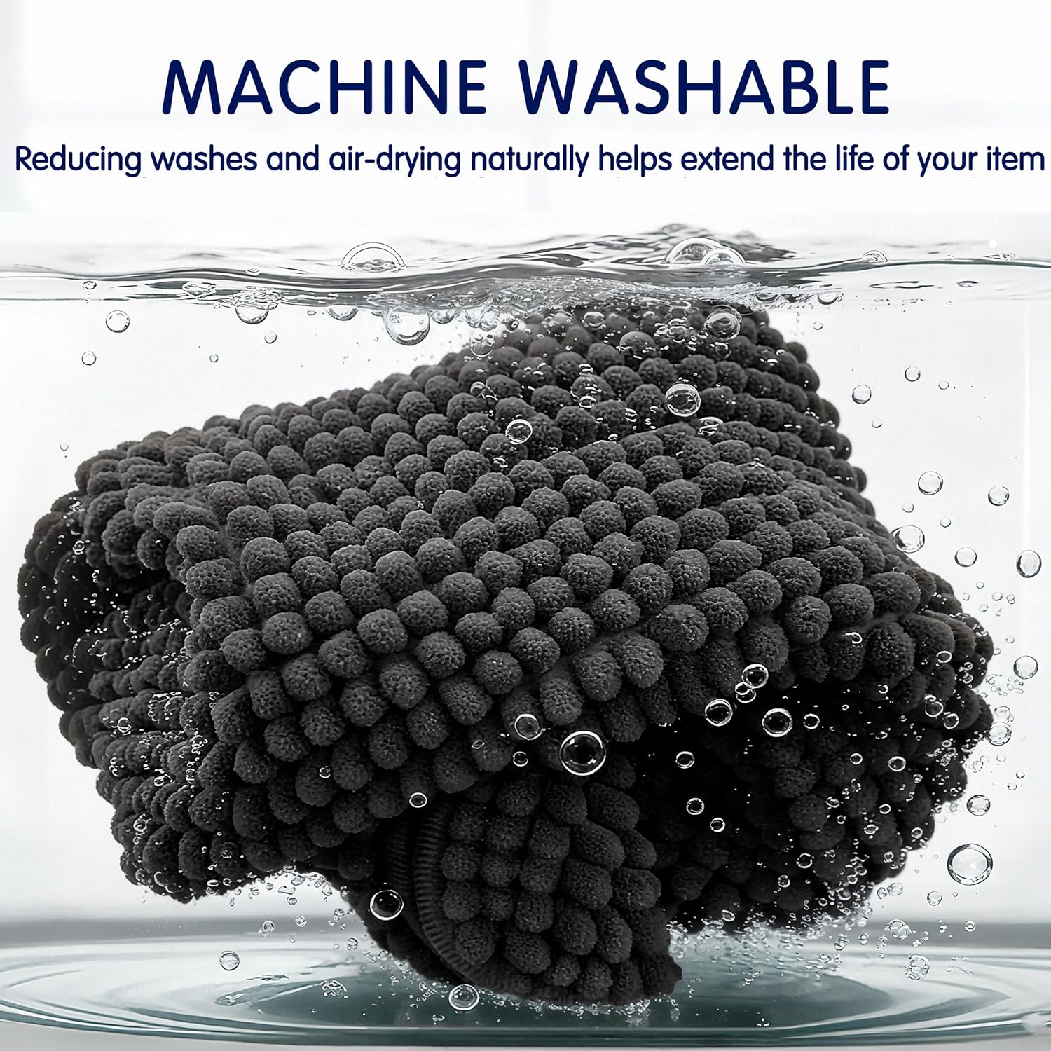 SUBRTEX Bathroom Rugs, 24" x 36" Chenille Bath Rug Soft Short Plush Bath Mat Soft Shower Mat Water Absorbent Shower Mat Quick Dry Machine Washable, Black