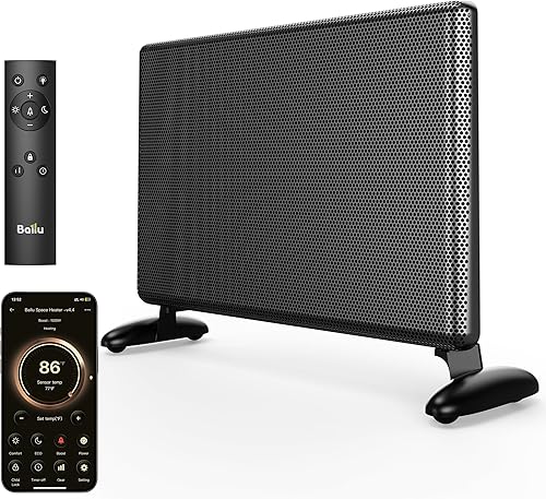Ballu Calentador infrarrojo de mica para habitación grande, calentador de panel con termostato programable, control de aplicación WiFi, soporte