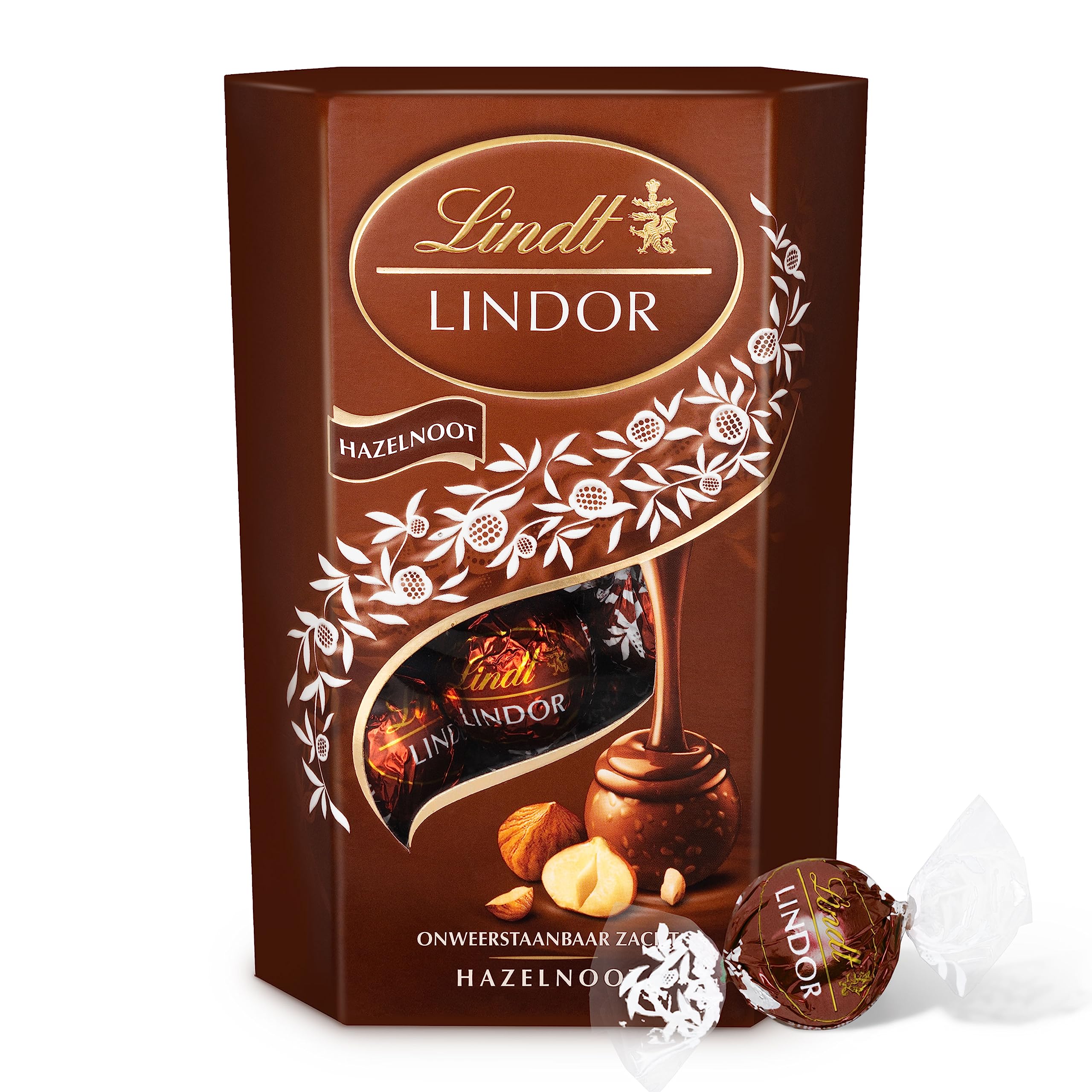 Lindt LINDOR Hazelnoot 200 gram | 16 zacht smeltende melkchocolade hazelnoot bonbons