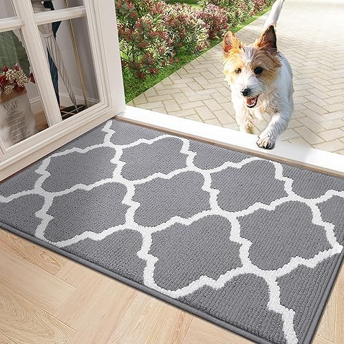 OLANLY Indoor Door Mat, 36x24, Non-Slip Absorbent Resist Dirt Entrance Mat, Washable Low-Profile Inside Floor Mat Doormats for Entryway, Grey